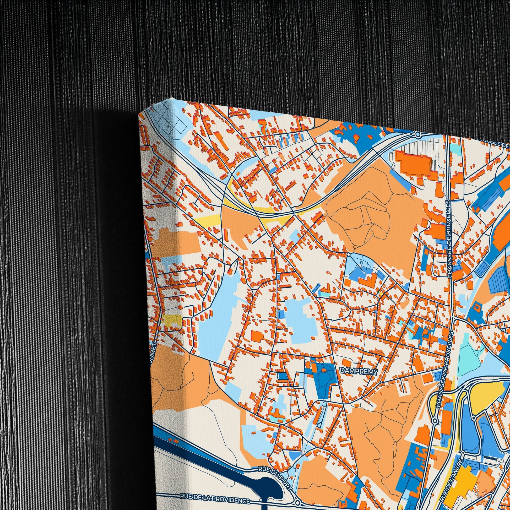Charleroi Belgium Colorful City Map Canvas Print Detail