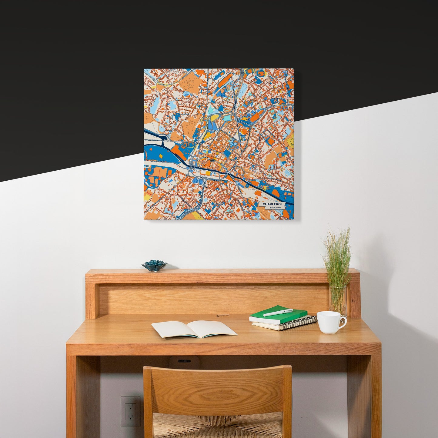 Charleroi Belgium Colorful City Map Canvas Print Scene