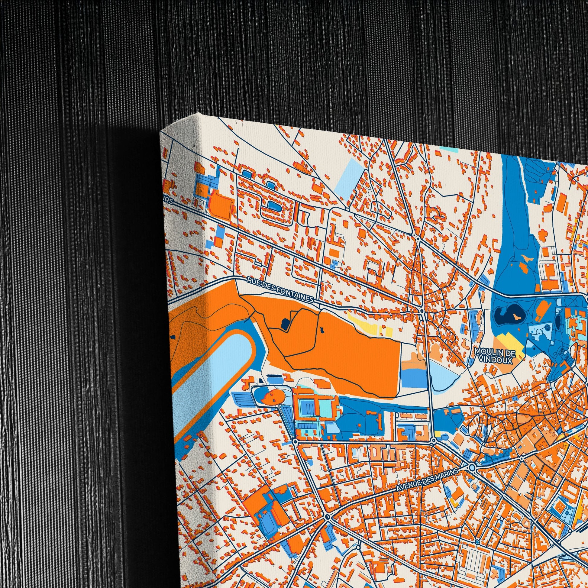 Châteauroux France Colorful City Map Canvas Print Detail