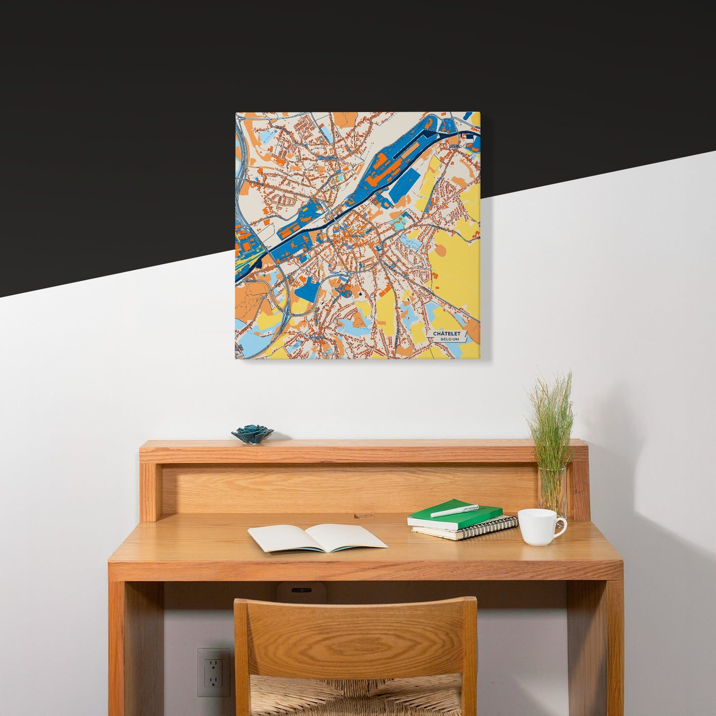 Châtelet Belgium Colorful City Map Canvas Print Scene