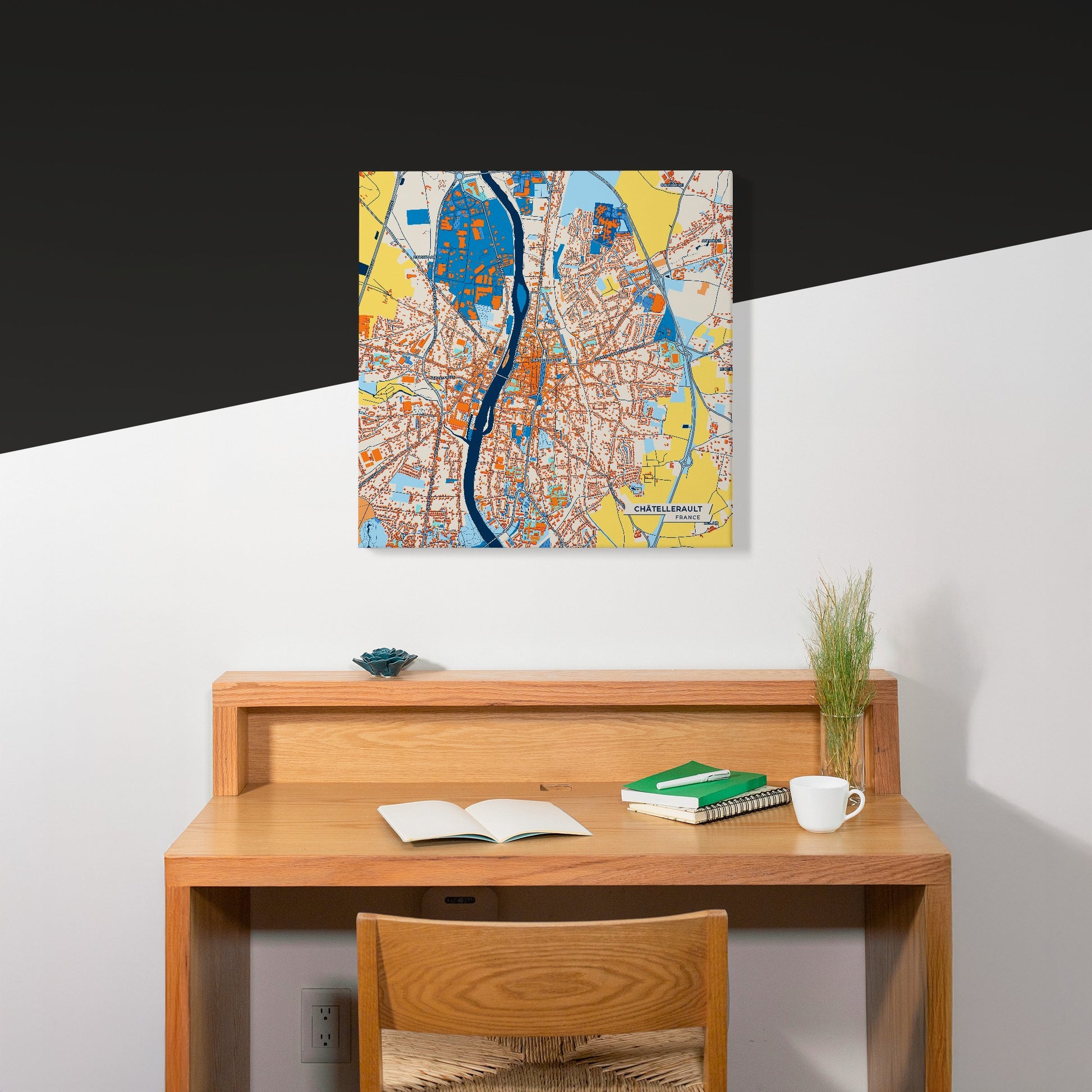 Châtellerault France Colorful City Map Canvas Print Scene