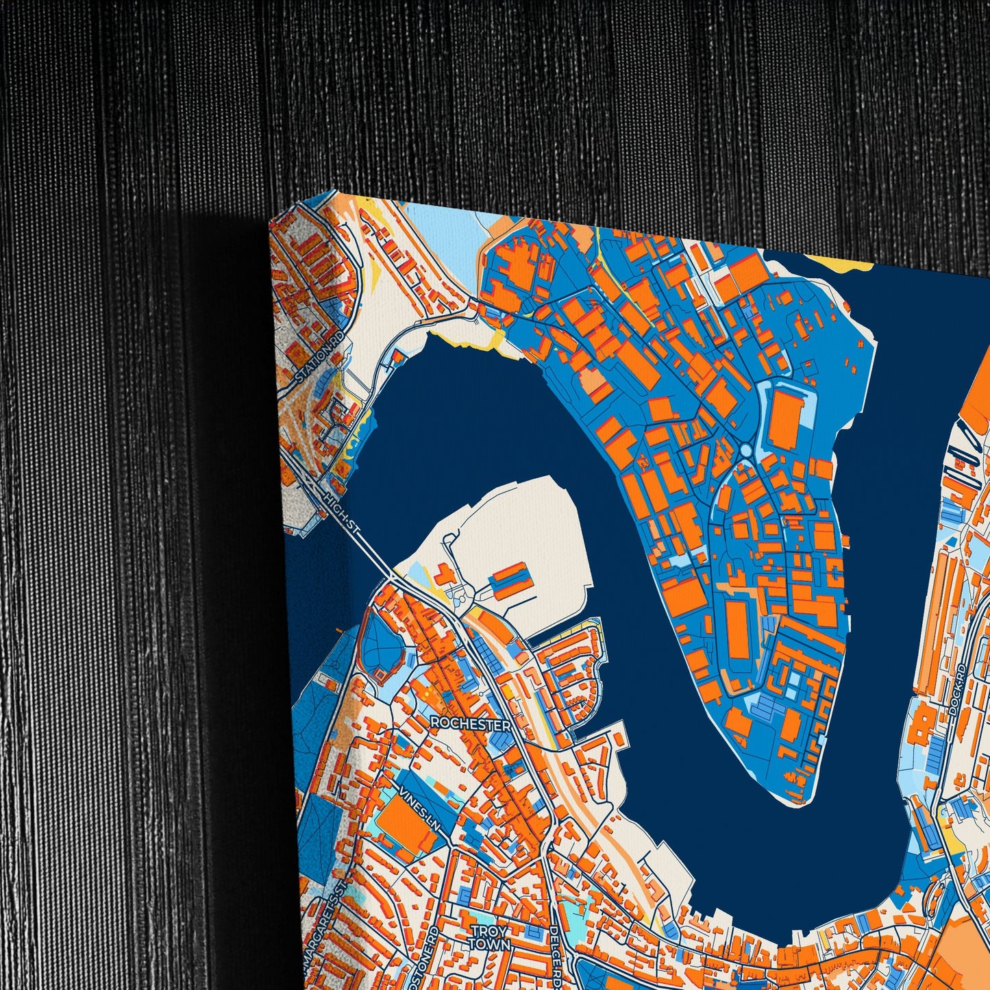 Chatham England Colorful City Map Canvas Print Detail