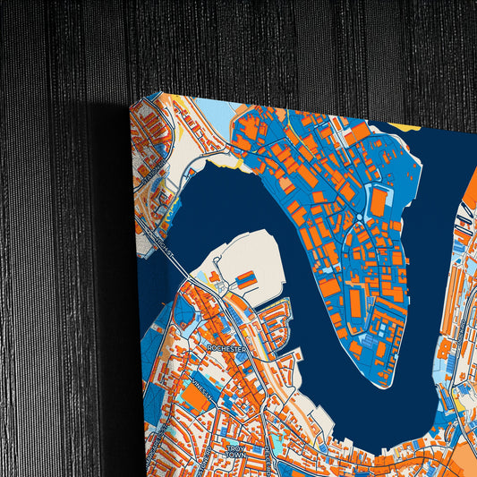Chatham England Colorful City Map Canvas Print Detail