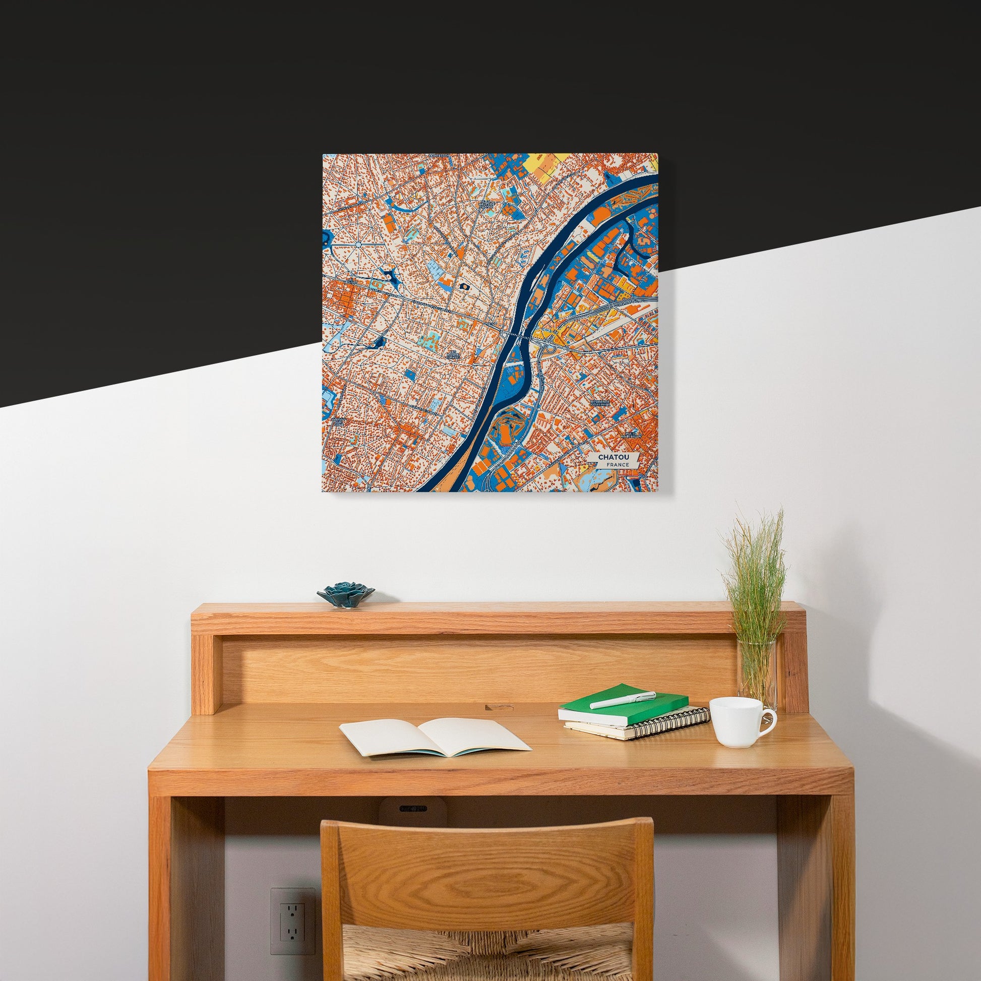 Chatou France Colorful City Map Canvas Print Scene