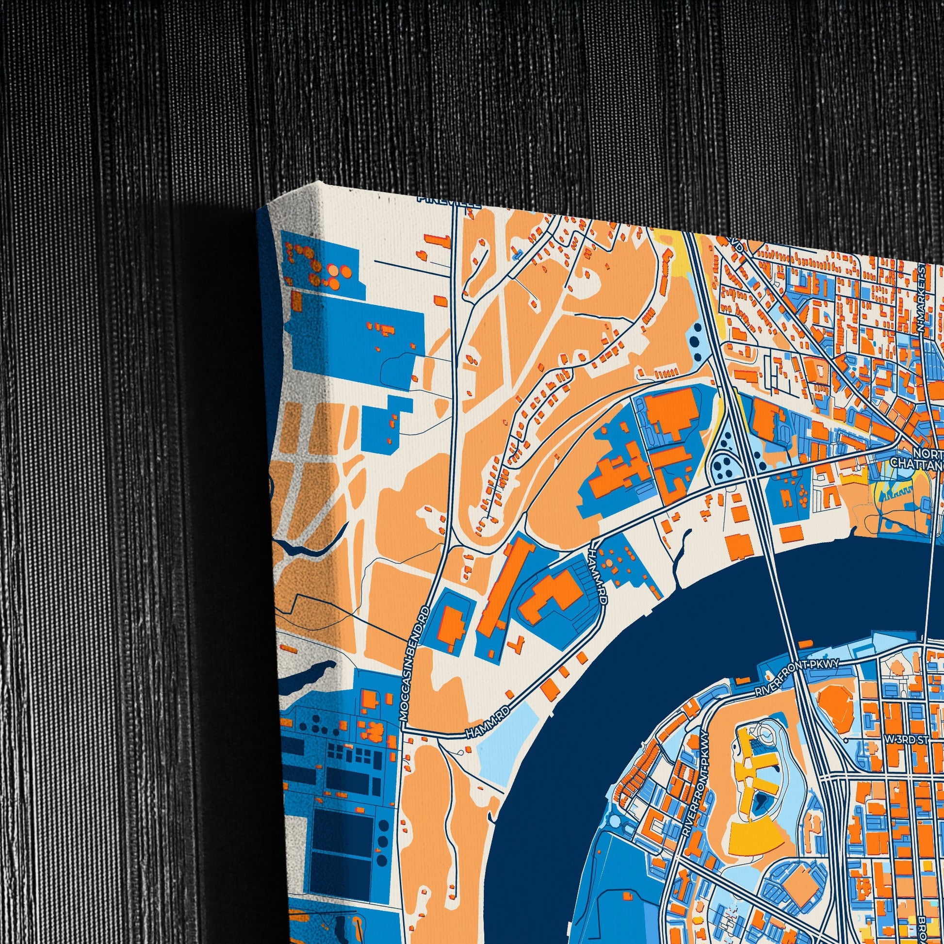 Chattanooga Tennessee Colorful City Map Canvas Print Detail
