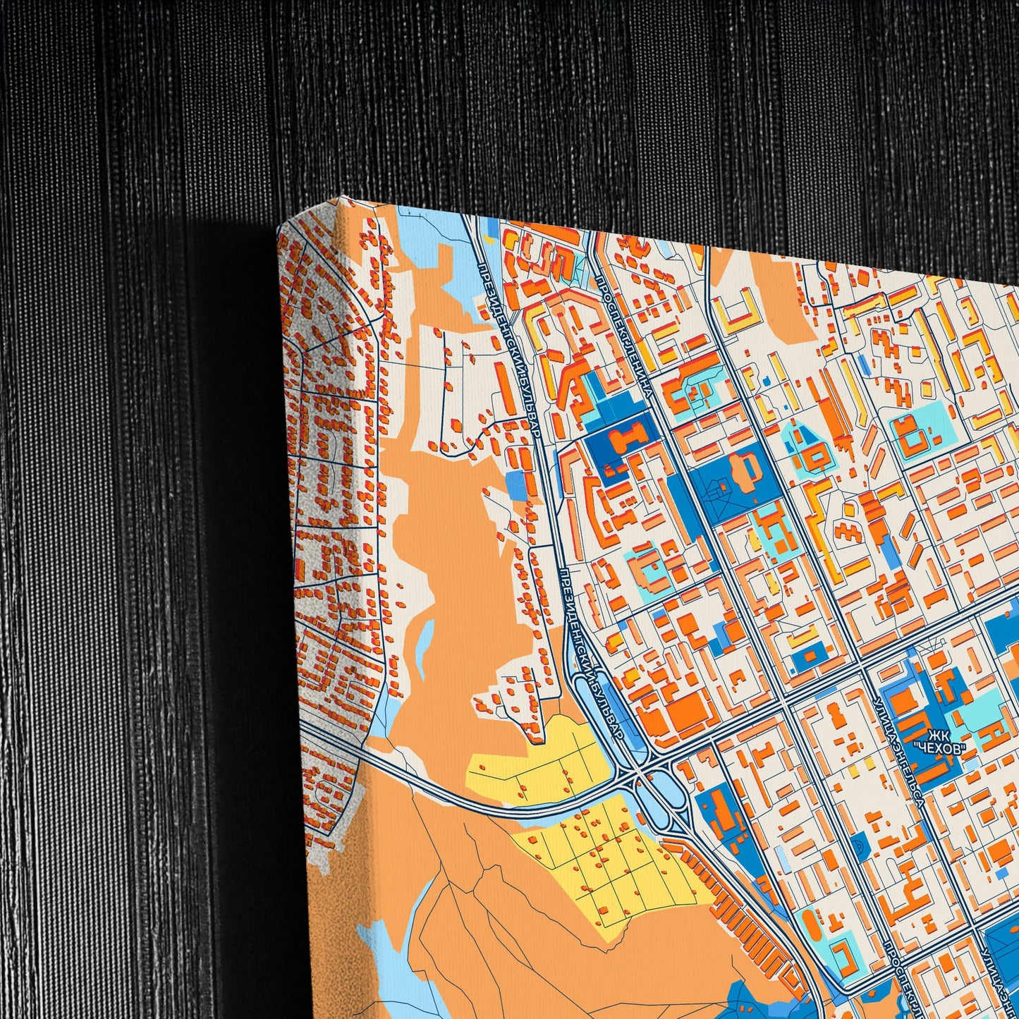 Чебоксар Russia Colorful City Map Canvas Print Detail