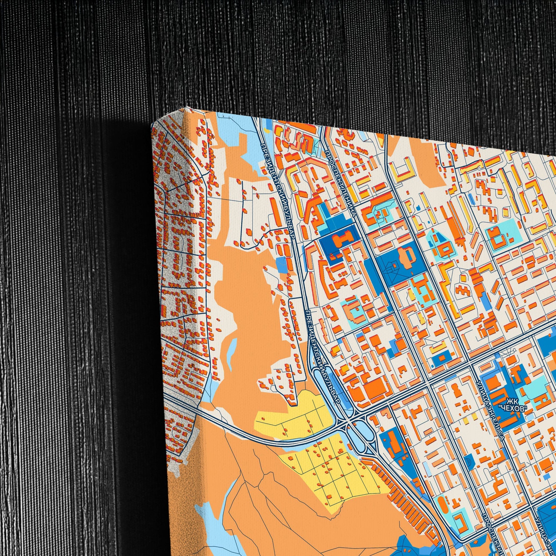 Чебоксар Russia Colorful City Map Canvas Print Detail