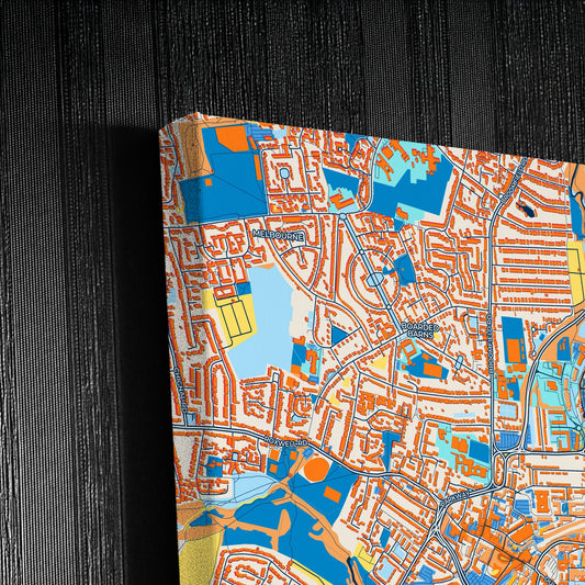 Chelmsford England Colorful City Map Canvas Print Detail