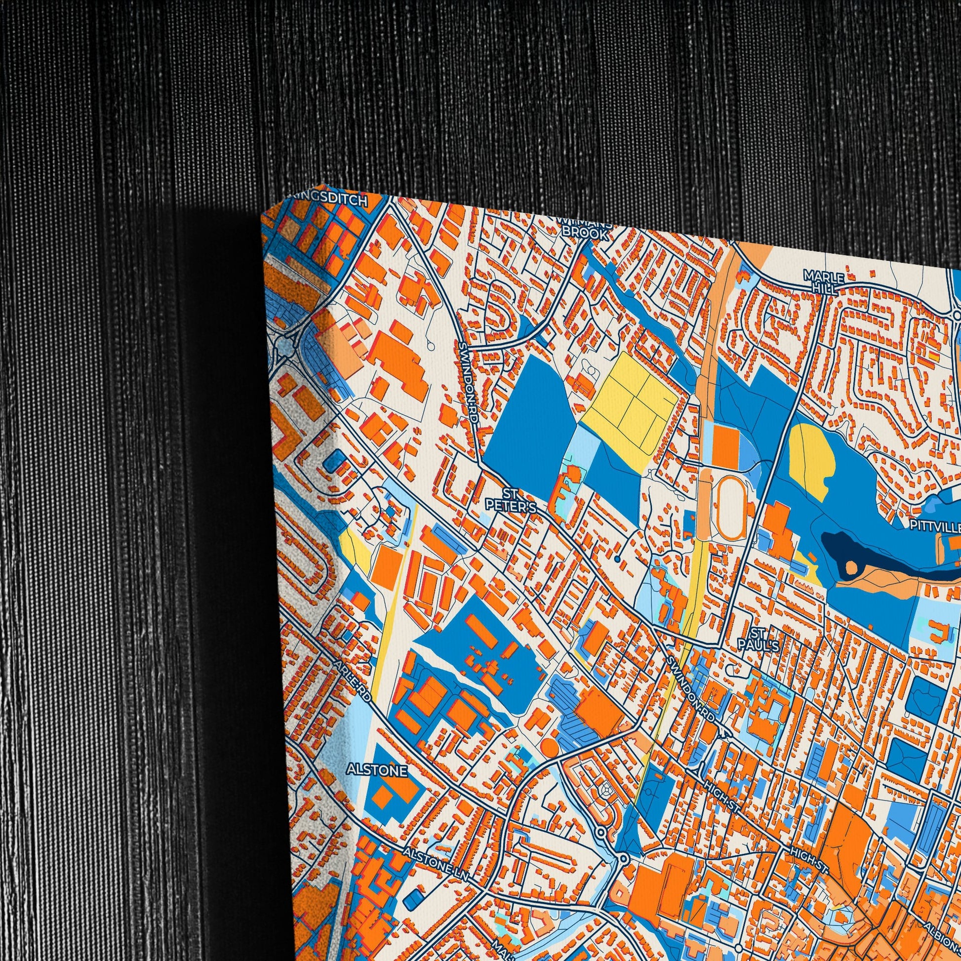 Cheltenham England Colorful City Map Canvas Print Detail