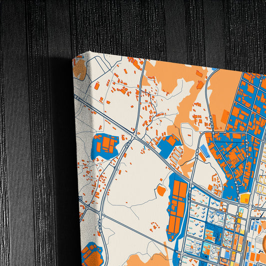 Cheonan South Korea Colorful City Map Canvas Print Detail