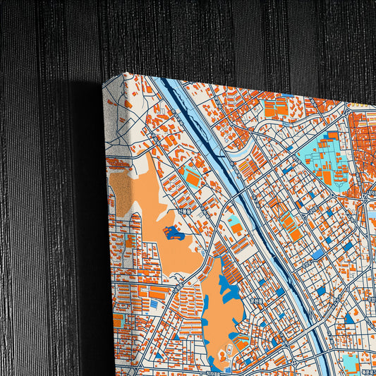 Cheongju South Korea Colorful City Map Canvas Print Detail