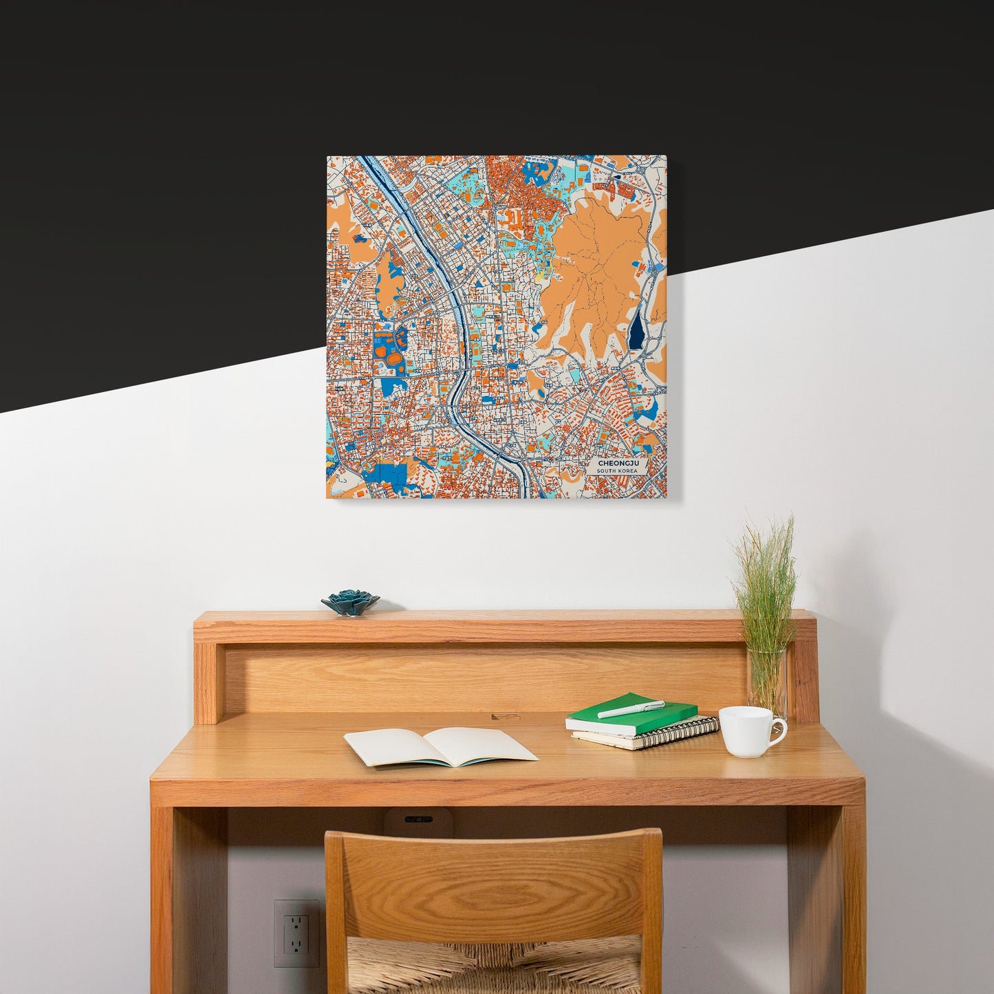 Cheongju South Korea Colorful City Map Canvas Print Scene