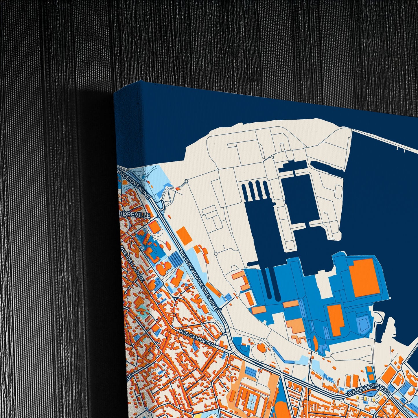 Cherbourg-Octeville France Colorful City Map Canvas Print Detail