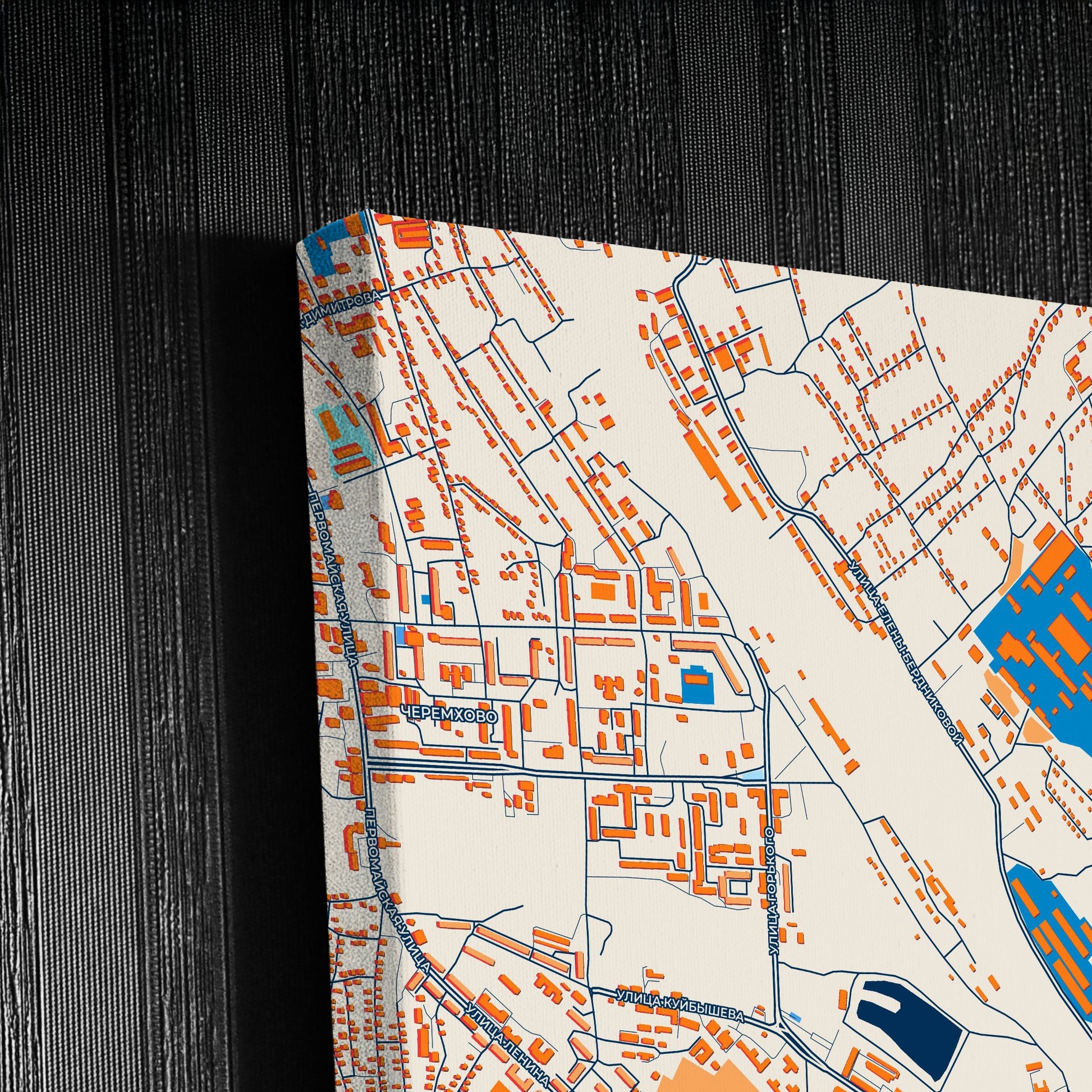 Черемхово Russia Colorful City Map Canvas Print Detail