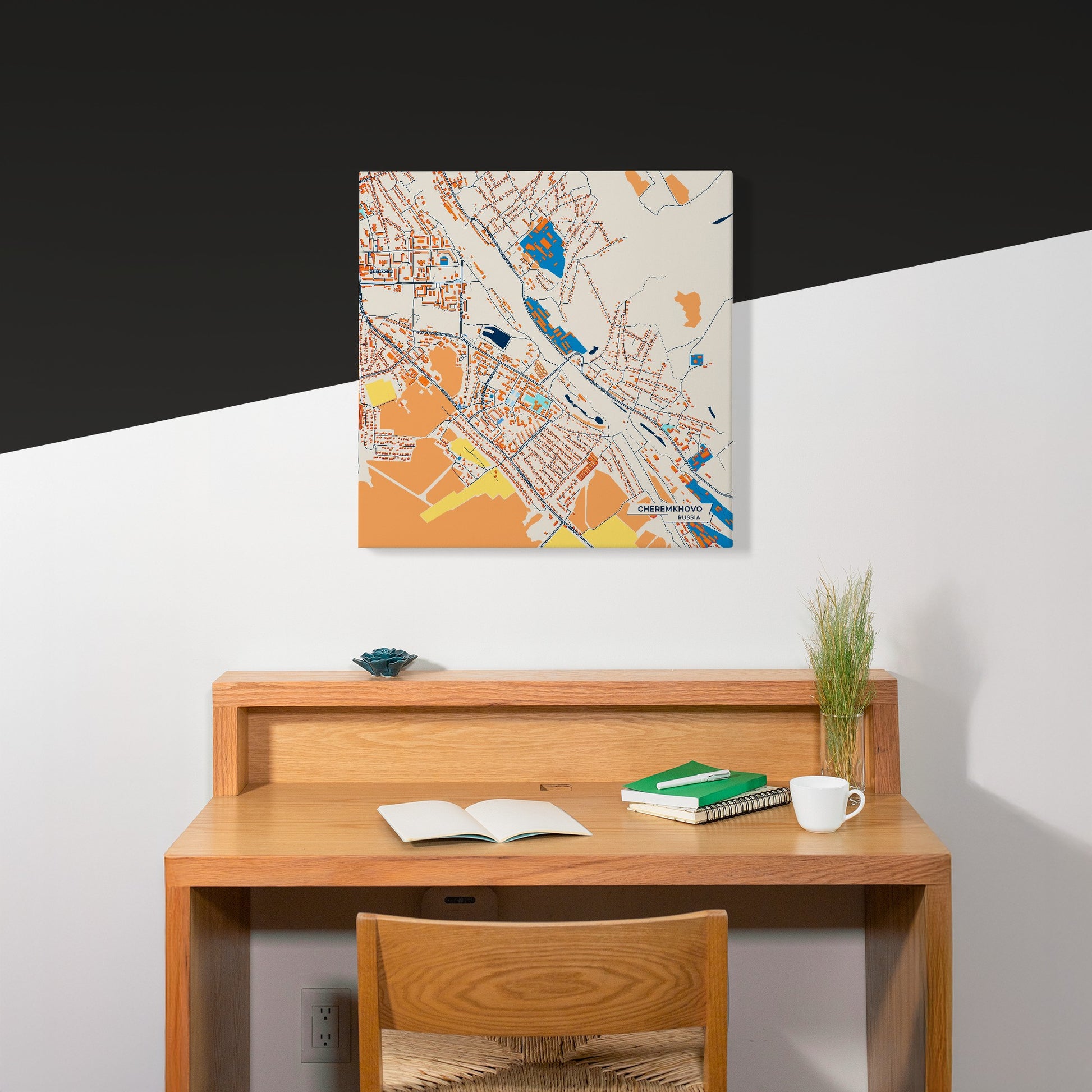 Черемхово Russia Colorful City Map Canvas Print Scene