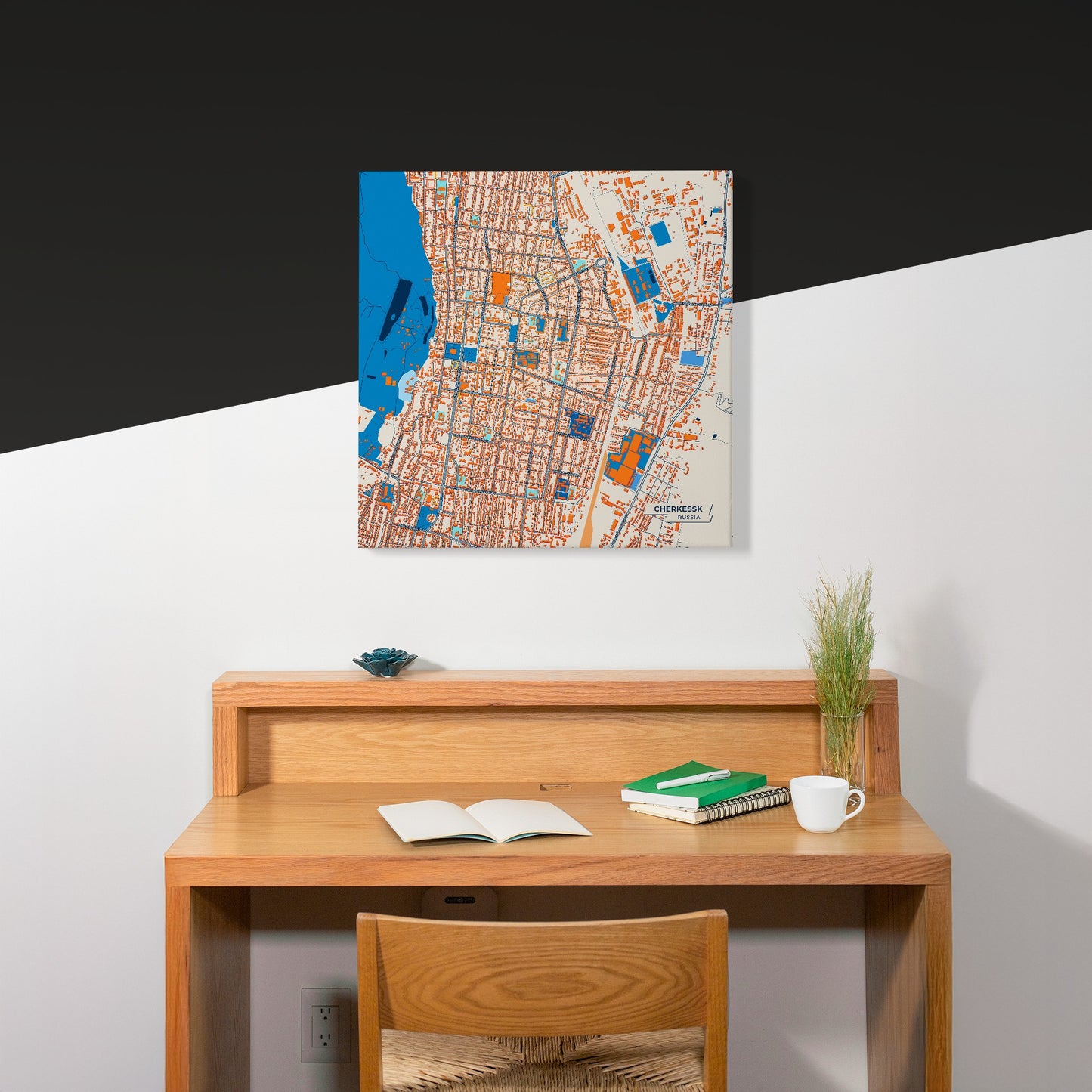 Черкесск Russia Colorful City Map Canvas Print Scene