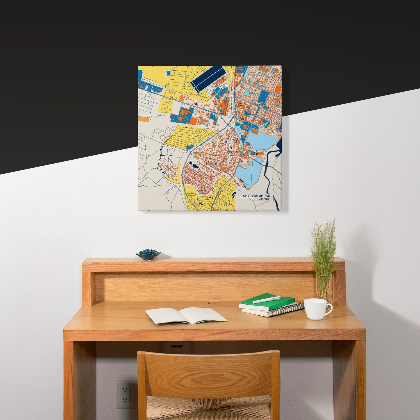 Червоноград Ukraine Colorful City Map Canvas Print Scene