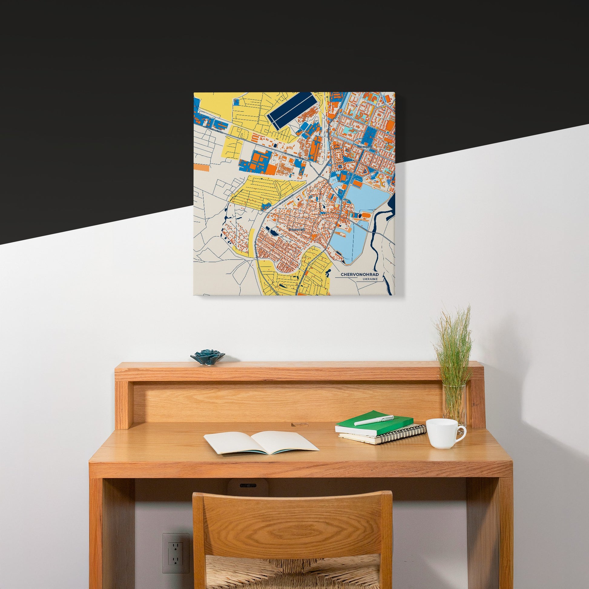 Червоноград Ukraine Colorful City Map Canvas Print Scene