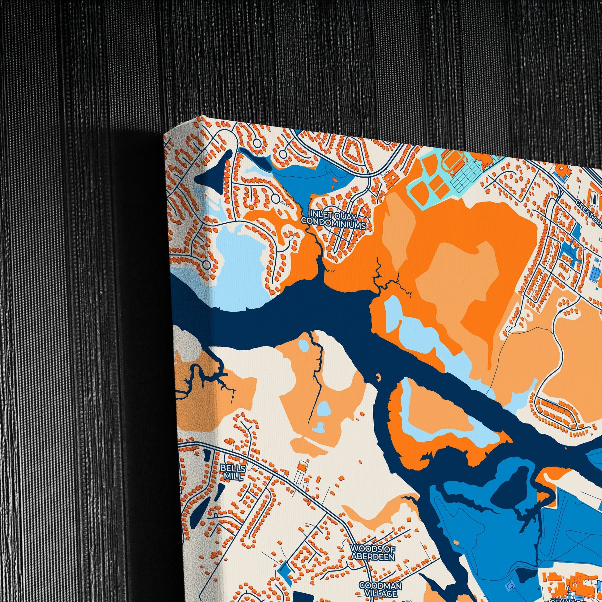 Chesapeake Virginia Colorful City Map Canvas Print Detail