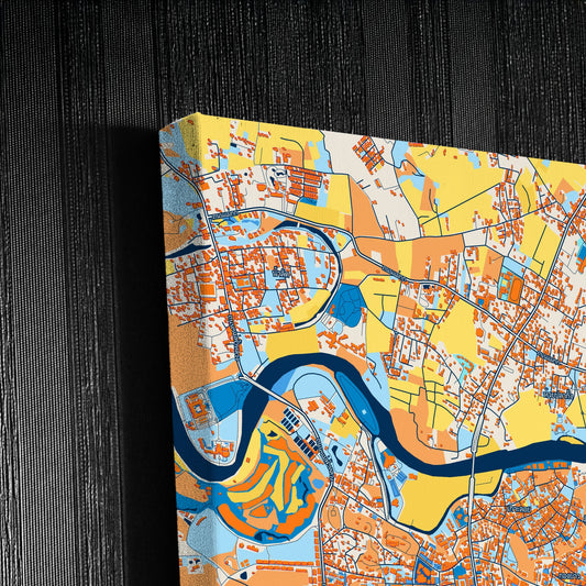 Chiang Rai Thailand Colorful City Map Canvas Print Detail