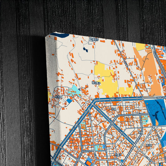 Chiayi Taiwan Colorful City Map Canvas Print Detail