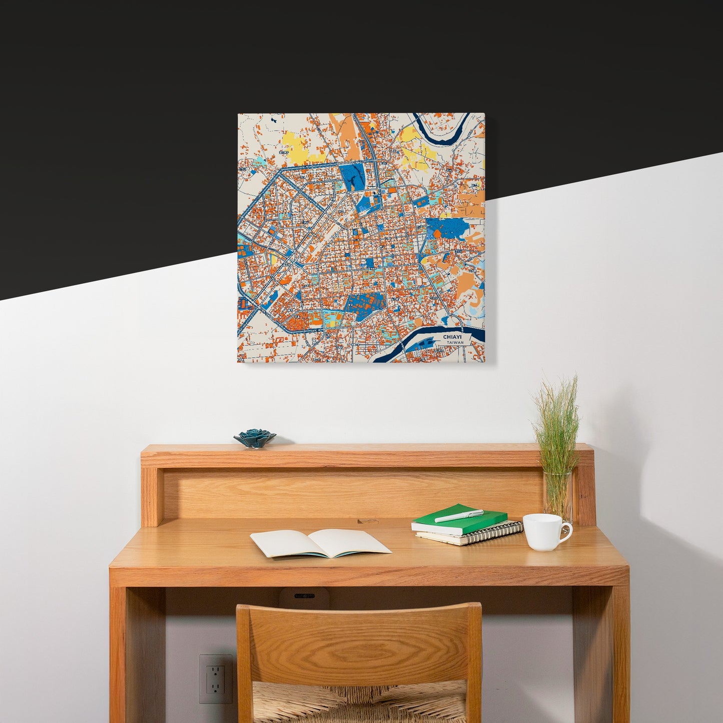 Chiayi Taiwan Colorful City Map Canvas Print Scene