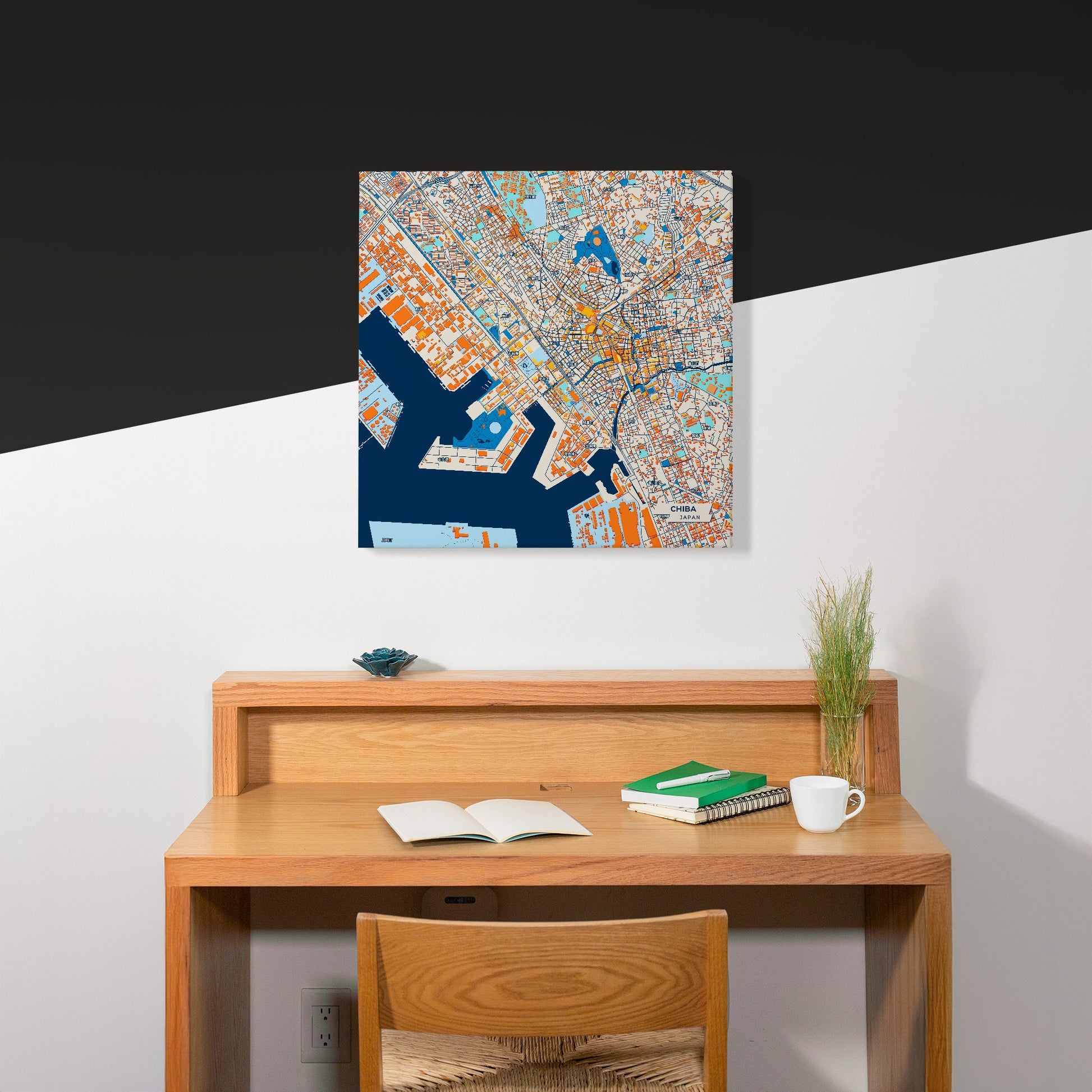 Chiba Japan Colorful City Map Canvas Print Scene