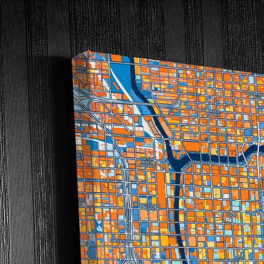 Chicago Illinois Colorful City Map Canvas Print Detail