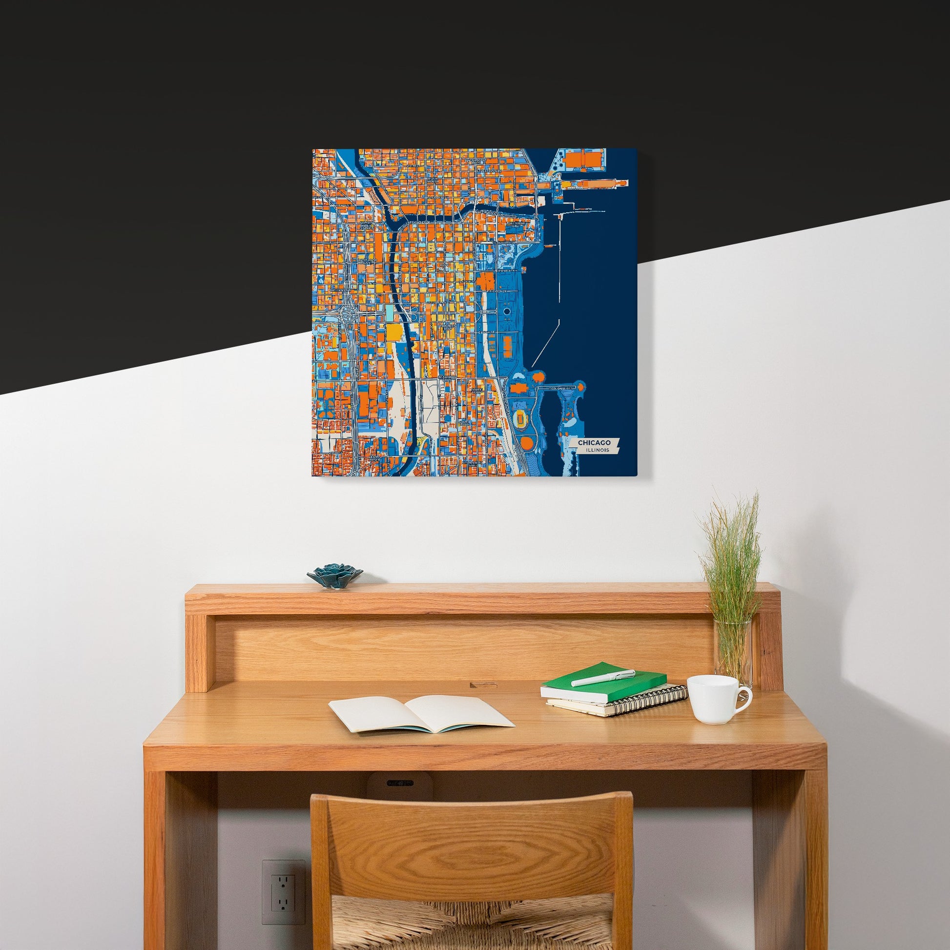 Chicago Illinois Colorful City Map Canvas Print Scene
