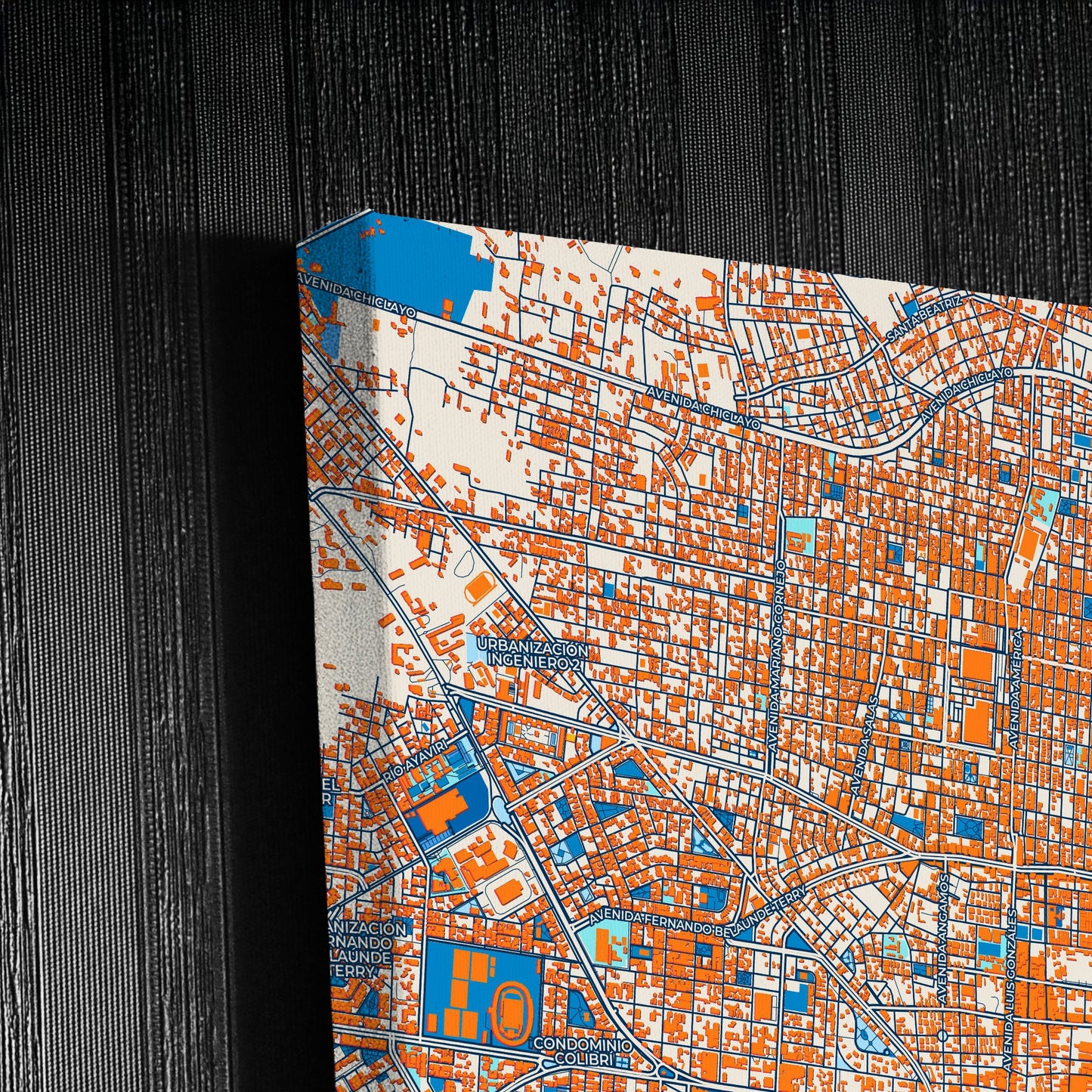 Chiclayo Peru Colorful City Map Canvas Print Detail