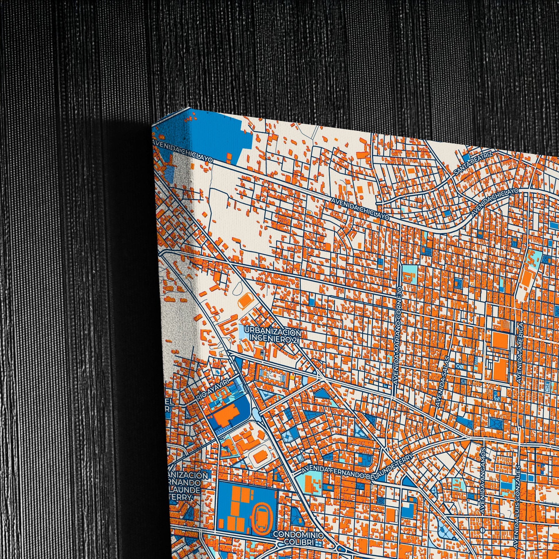 Chiclayo Peru Colorful City Map Canvas Print Detail
