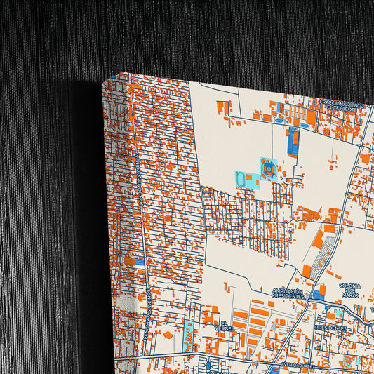 Chicoloapan De Juárez Mexico Colorful City Map Canvas Print Detail