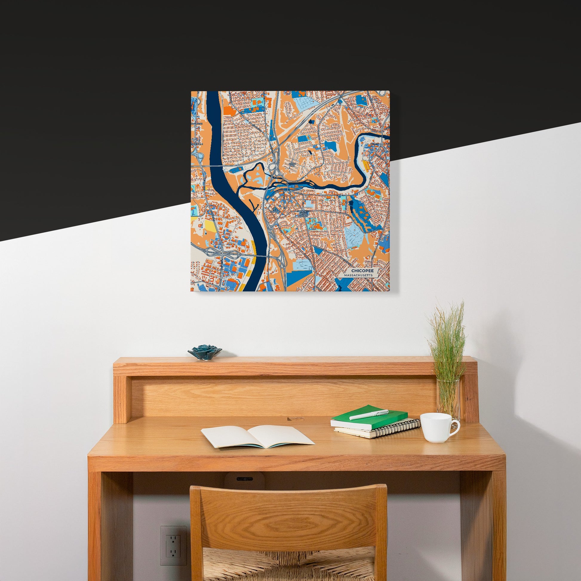 Chicopee Massachusetts Colorful City Map Canvas Print Scene