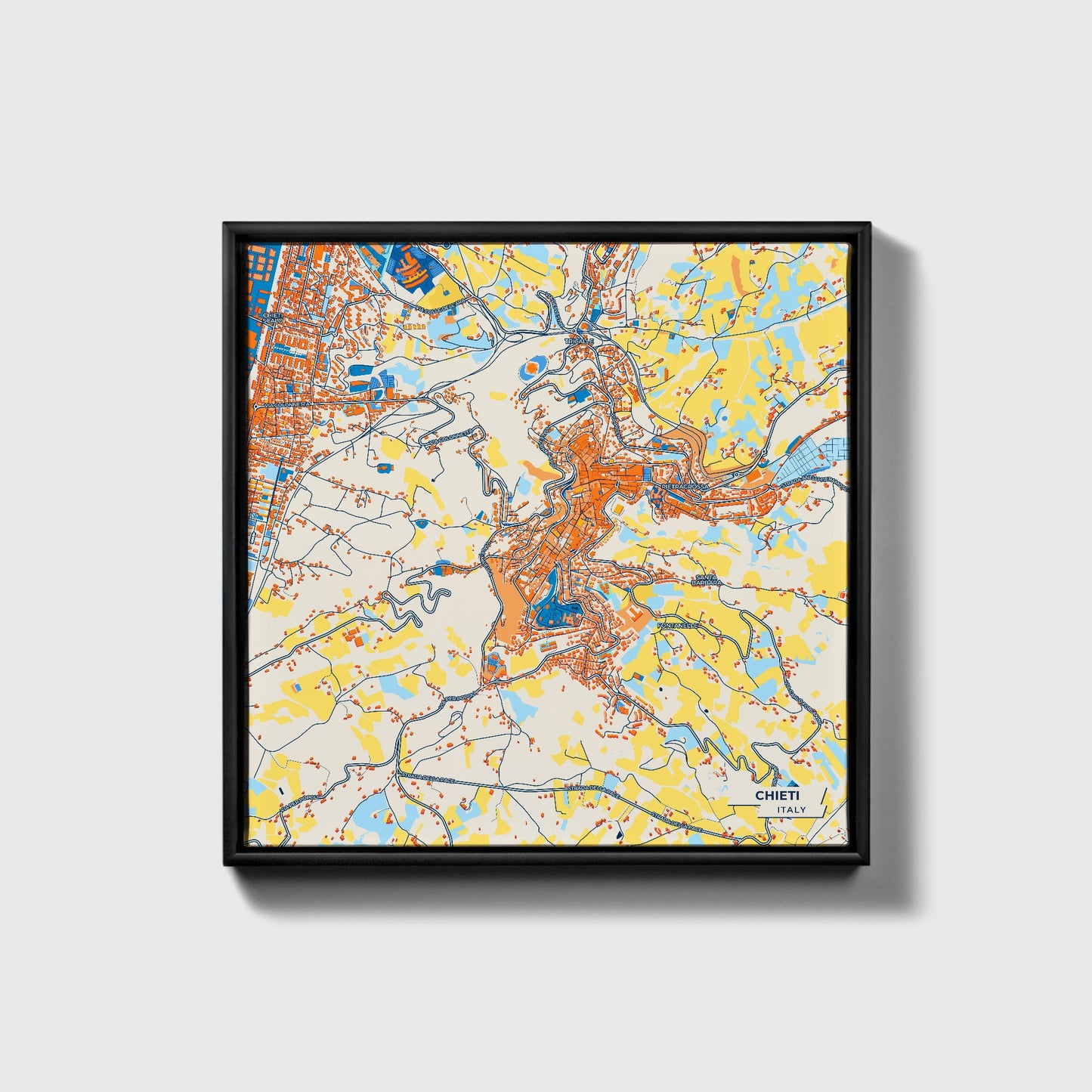 Chieti Italy Colorful City Map Canvas Print • Black Framed