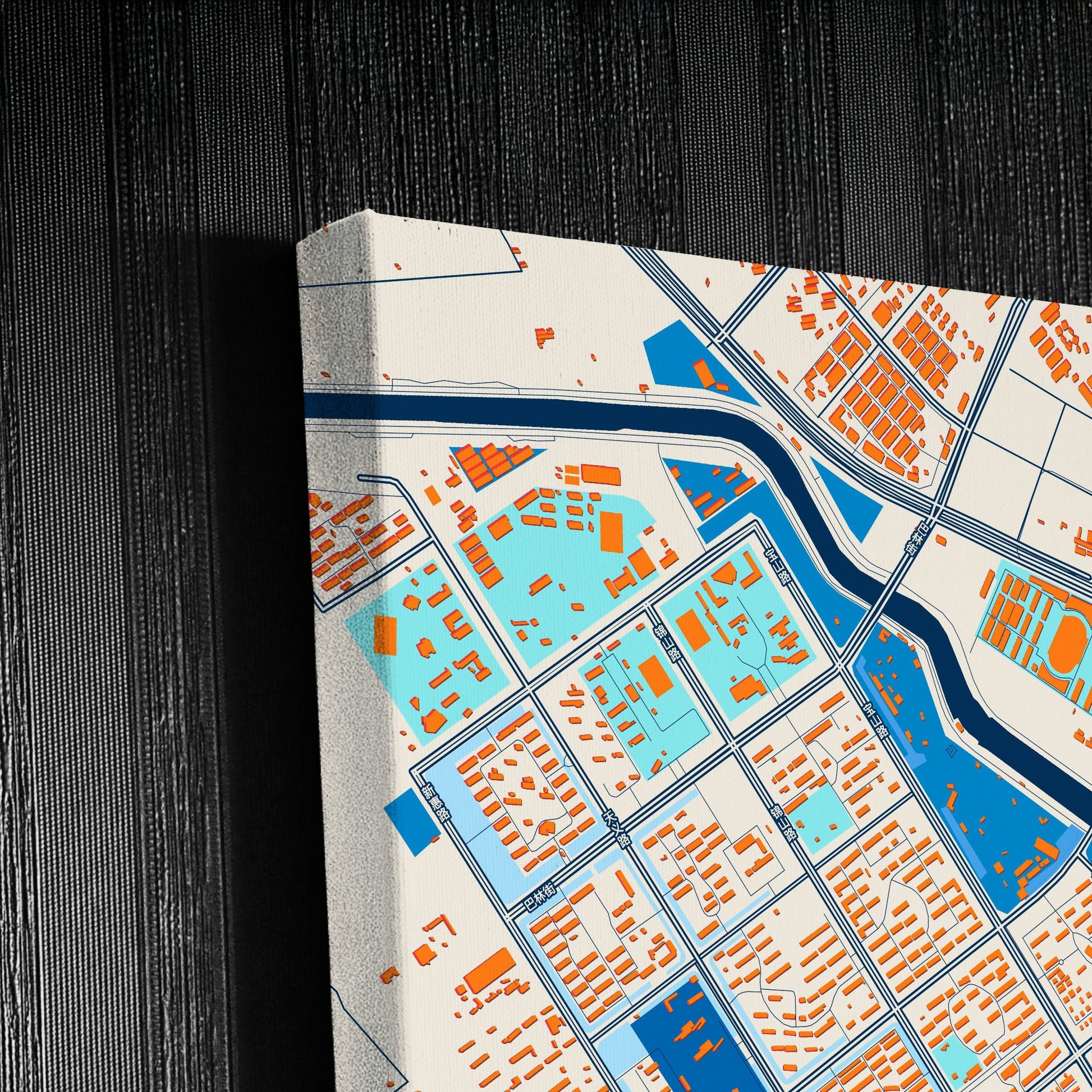 Chifeng China Colorful City Map Canvas Print Detail