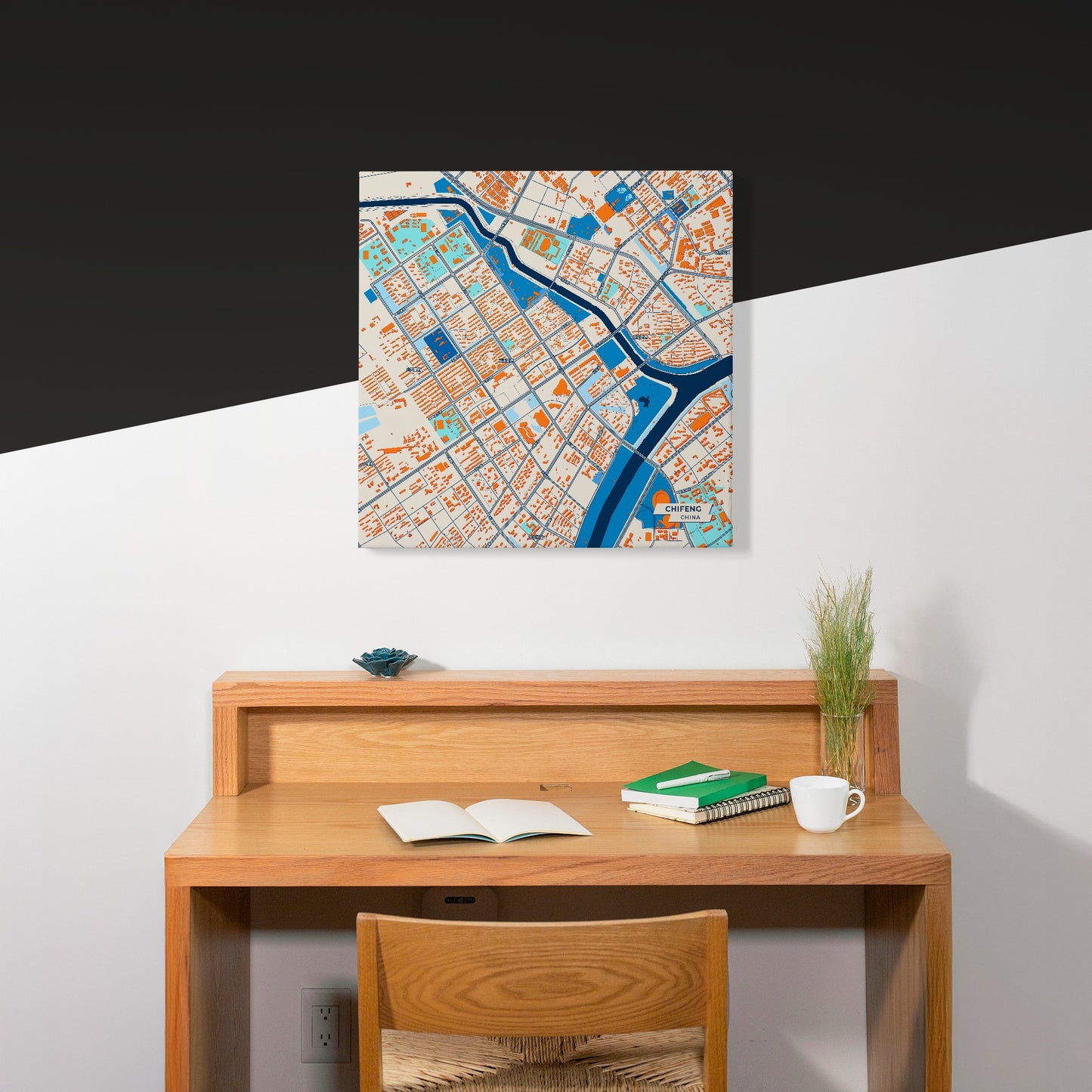 Chifeng China Colorful City Map Canvas Print Scene