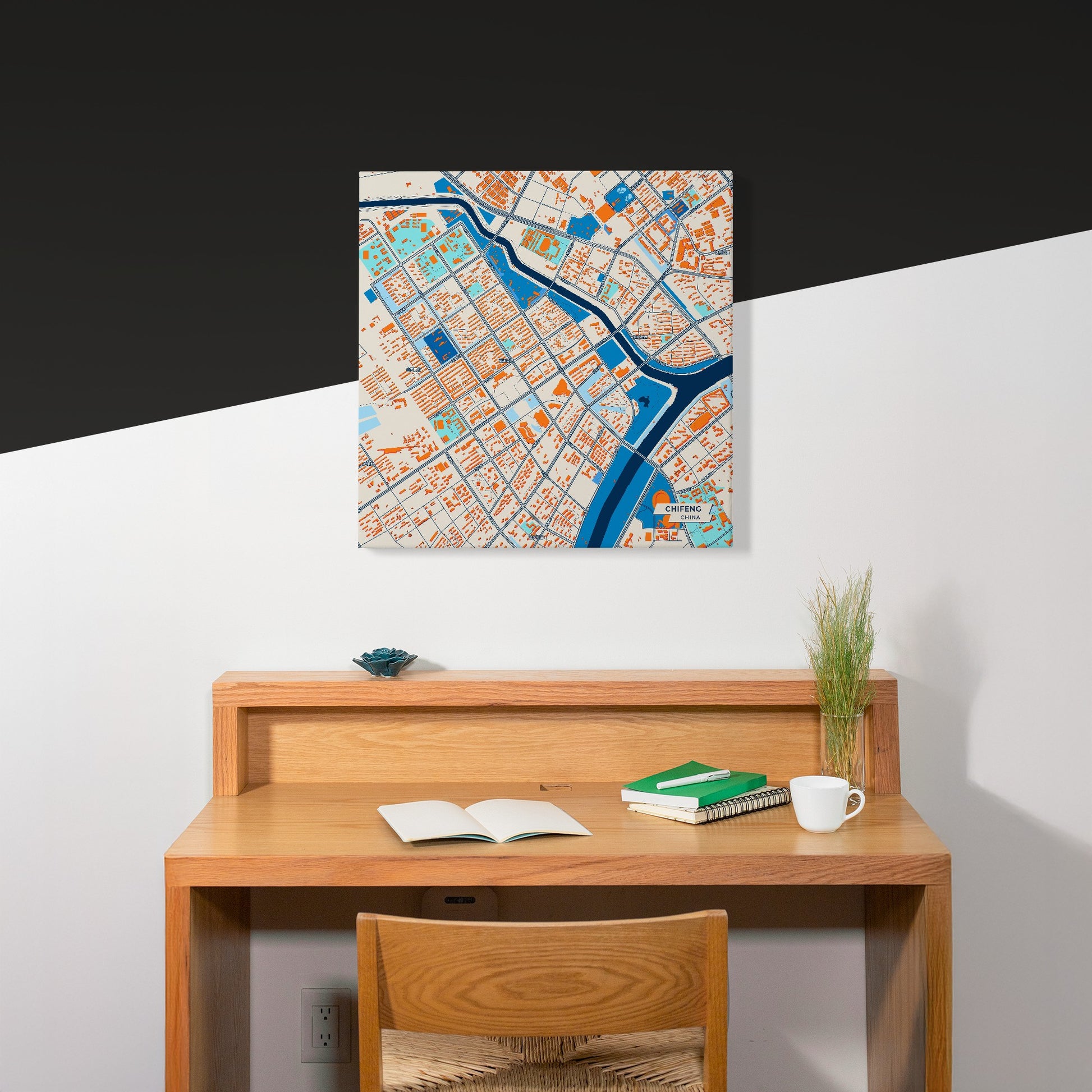Chifeng China Colorful City Map Canvas Print Scene