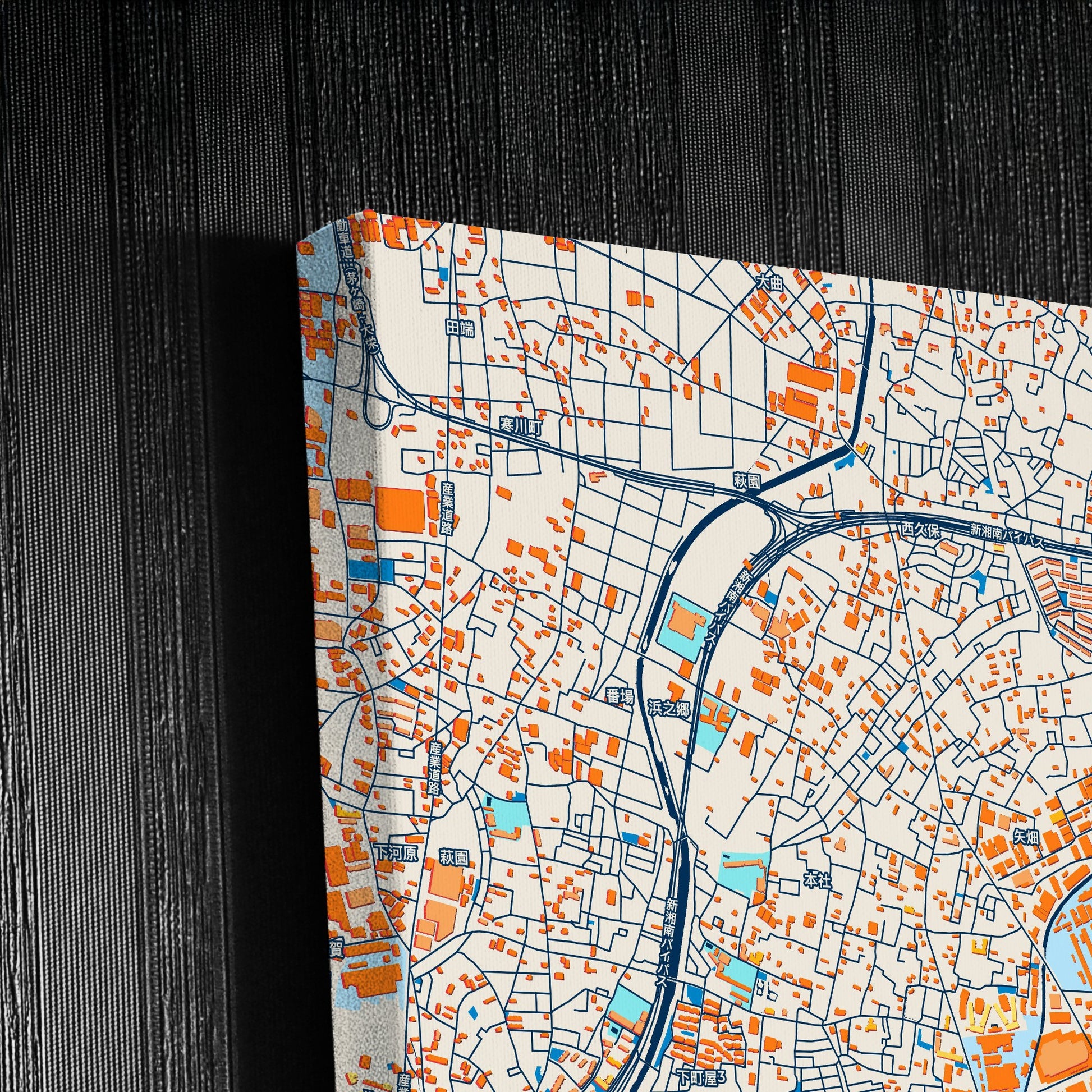 Chigasaki Japan Colorful City Map Canvas Print Detail