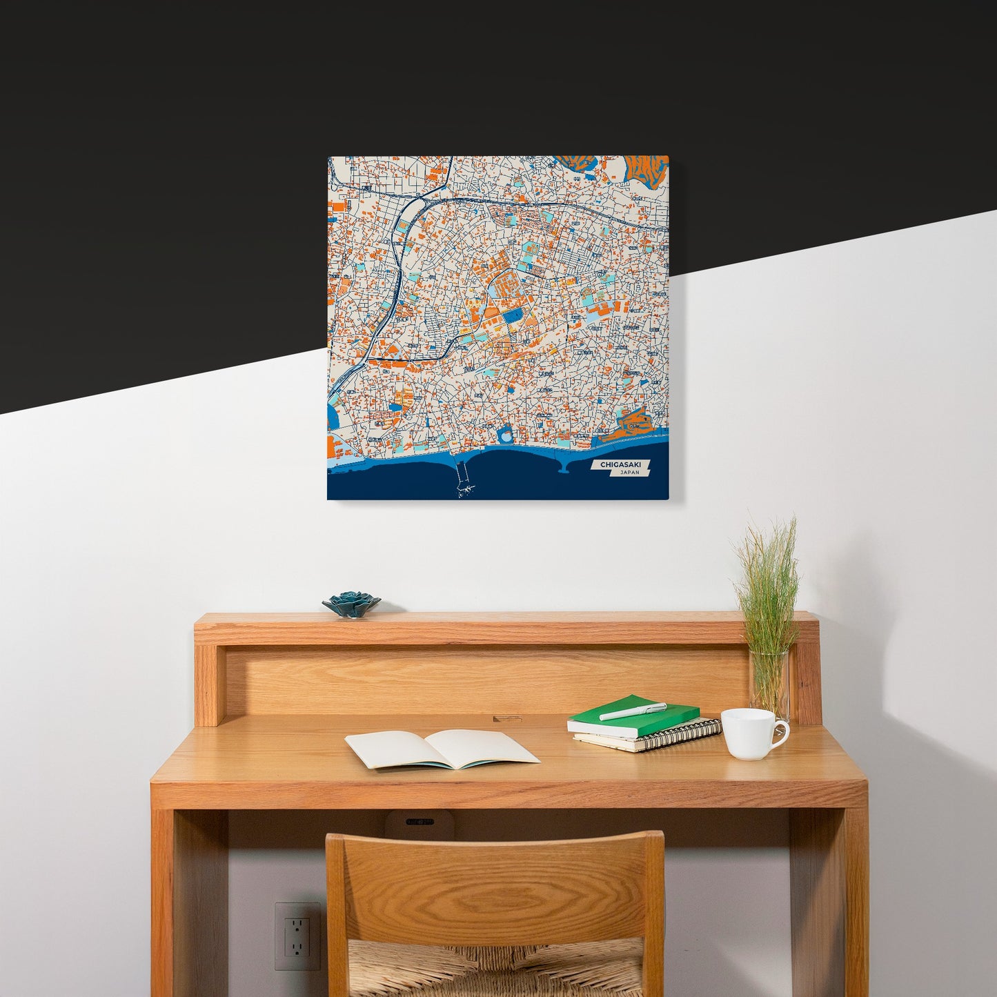 Chigasaki Japan Colorful City Map Canvas Print Scene