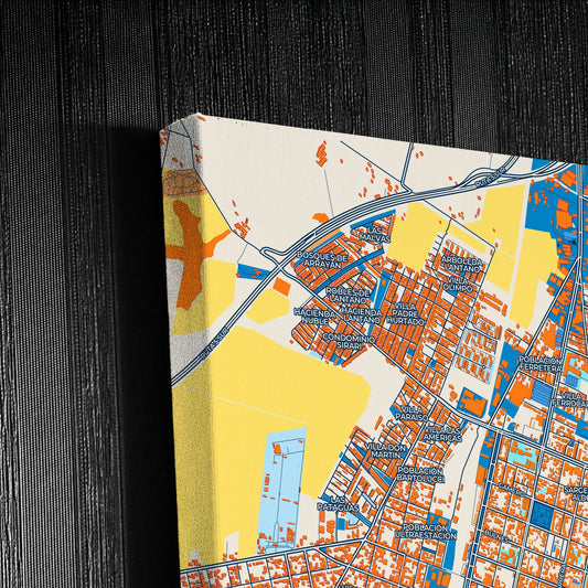 Chillan Chile Colorful City Map Canvas Print Detail