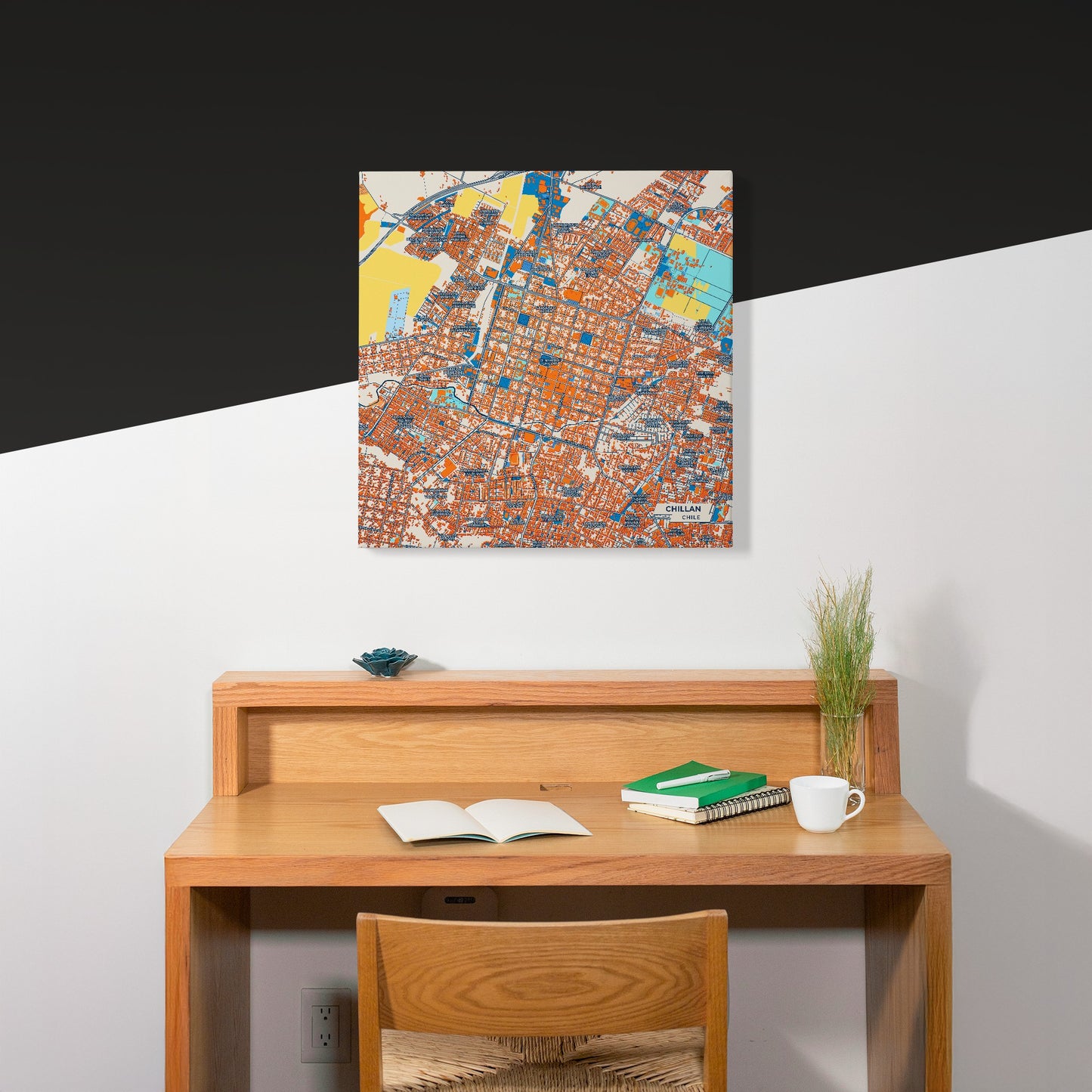 Chillan Chile Colorful City Map Canvas Print Scene