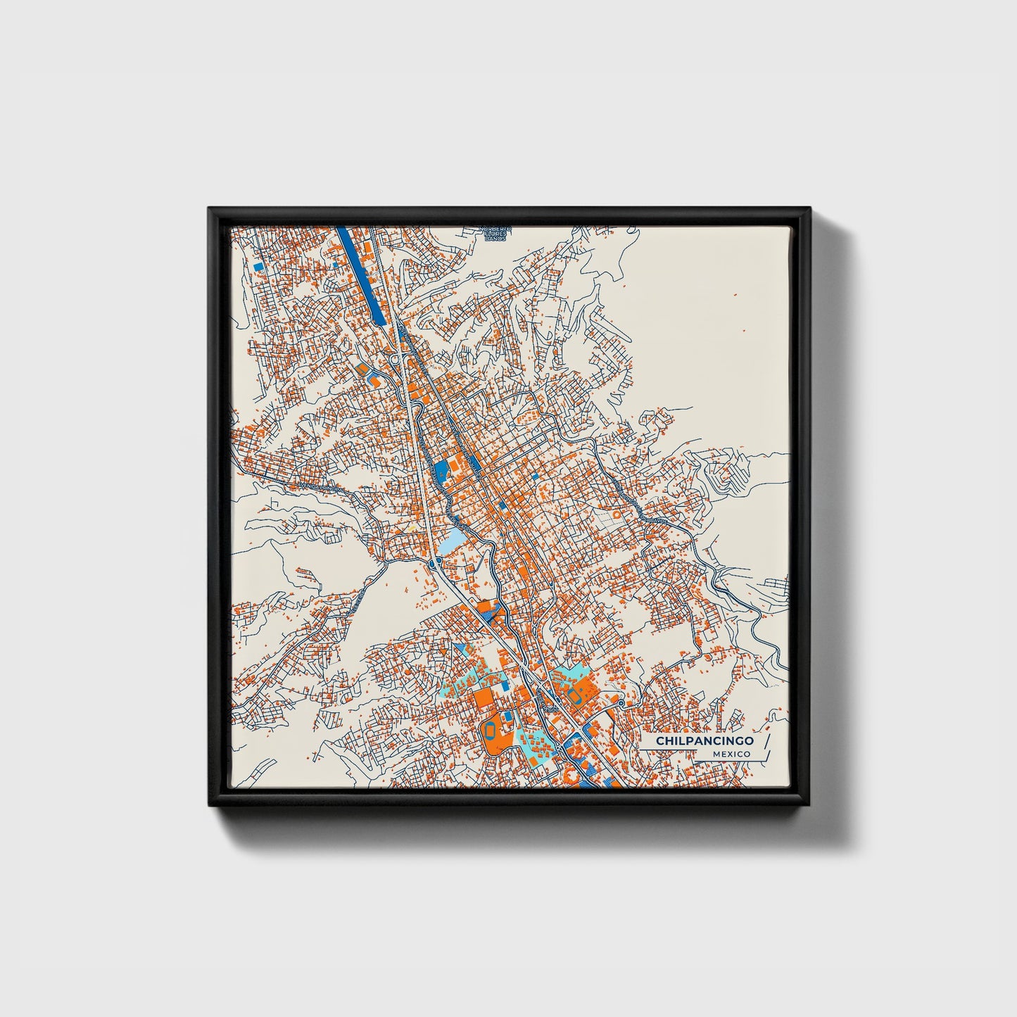 Chilpancingo Mexico Colorful City Map Canvas Print • Black Framed
