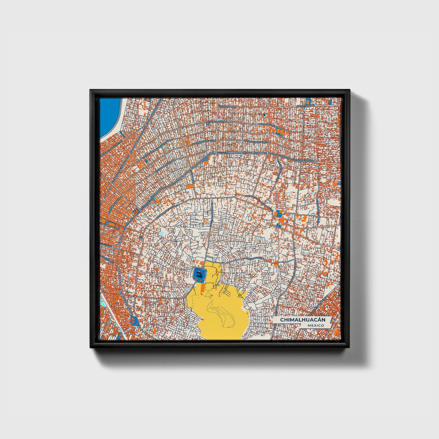 Chimalhuacán Mexico Colorful City Map Canvas Print • Black Framed
