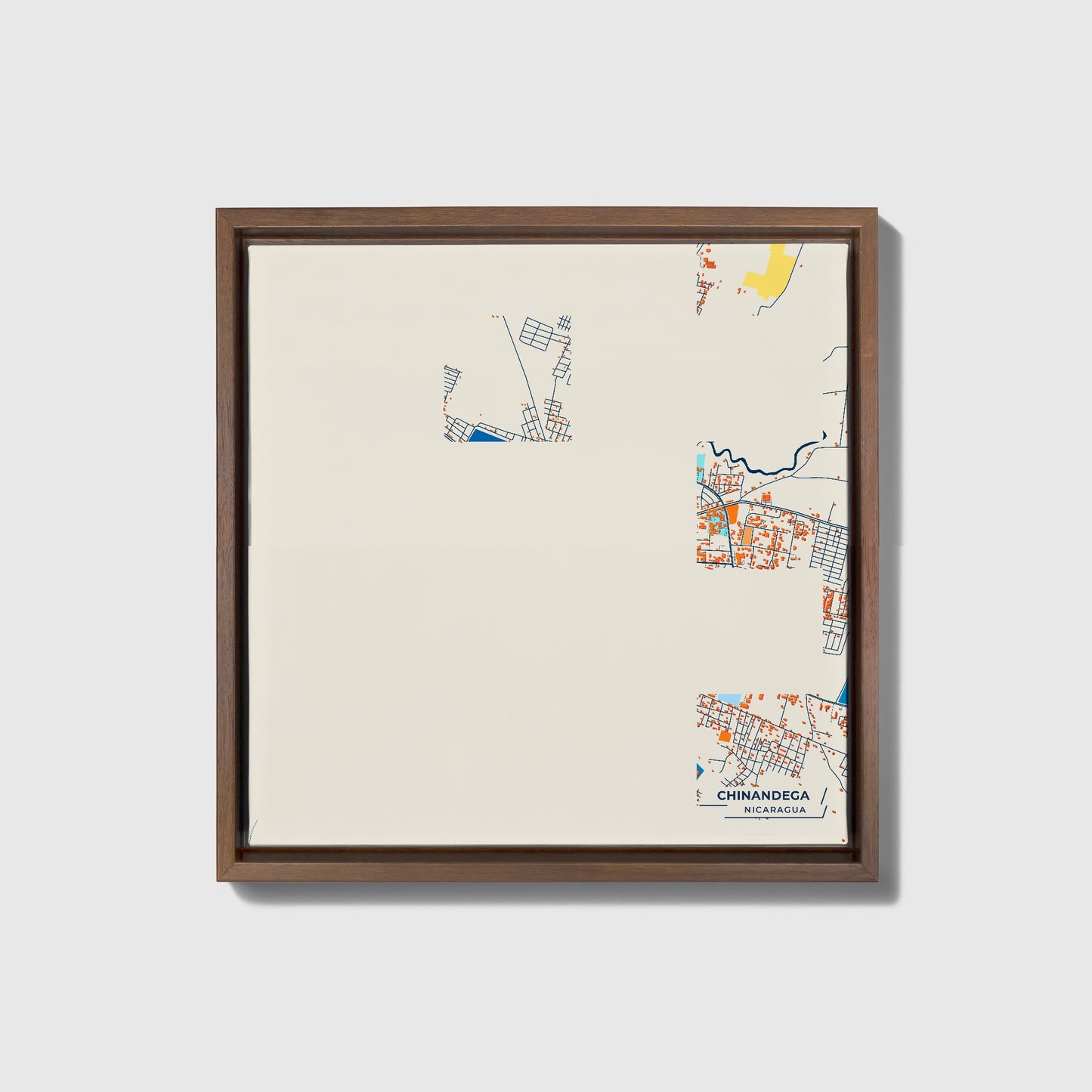 Chinandega Nicaragua Colorful City Map Canvas Print • Dark Wooden Framed