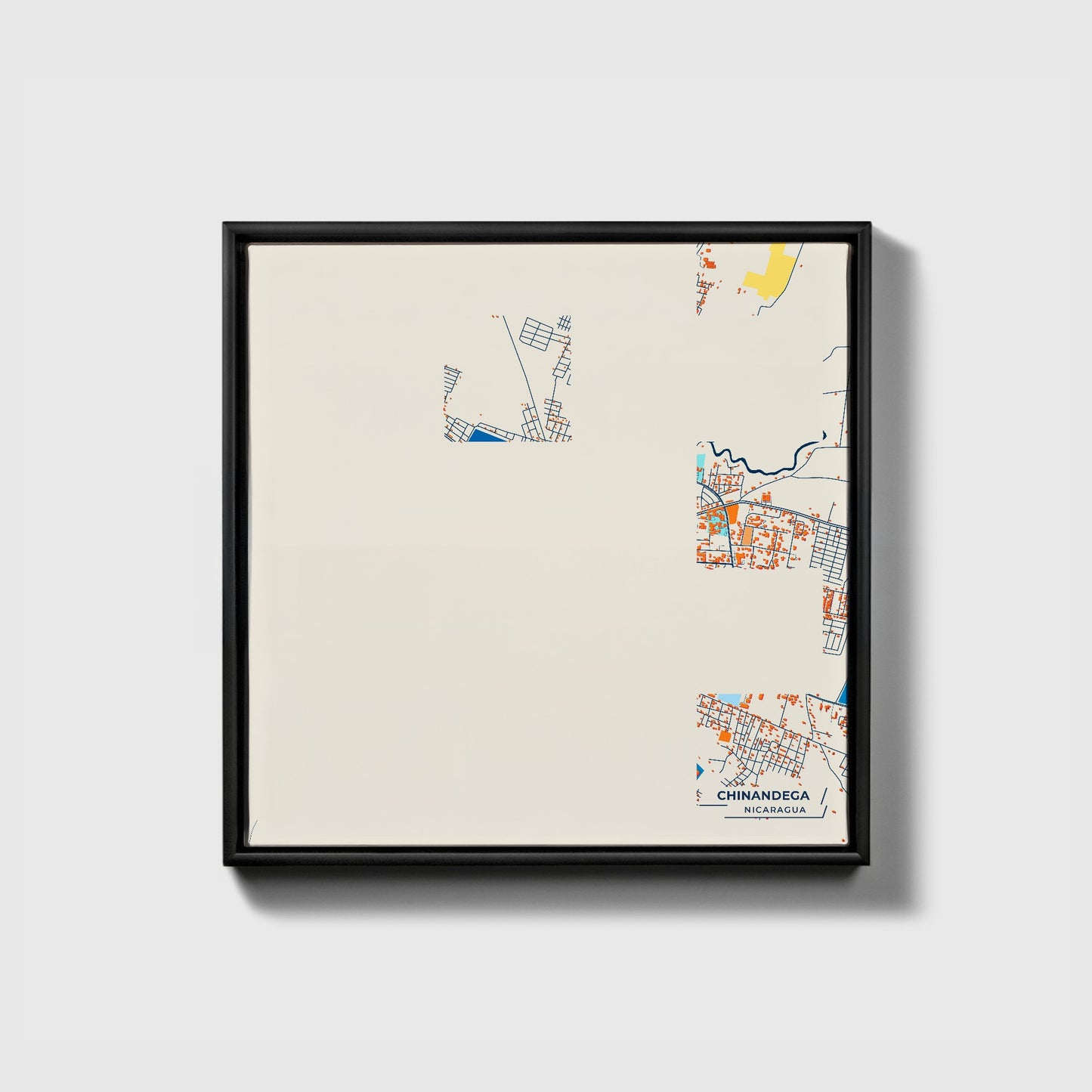 Chinandega Nicaragua Colorful City Map Canvas Print • Black Framed