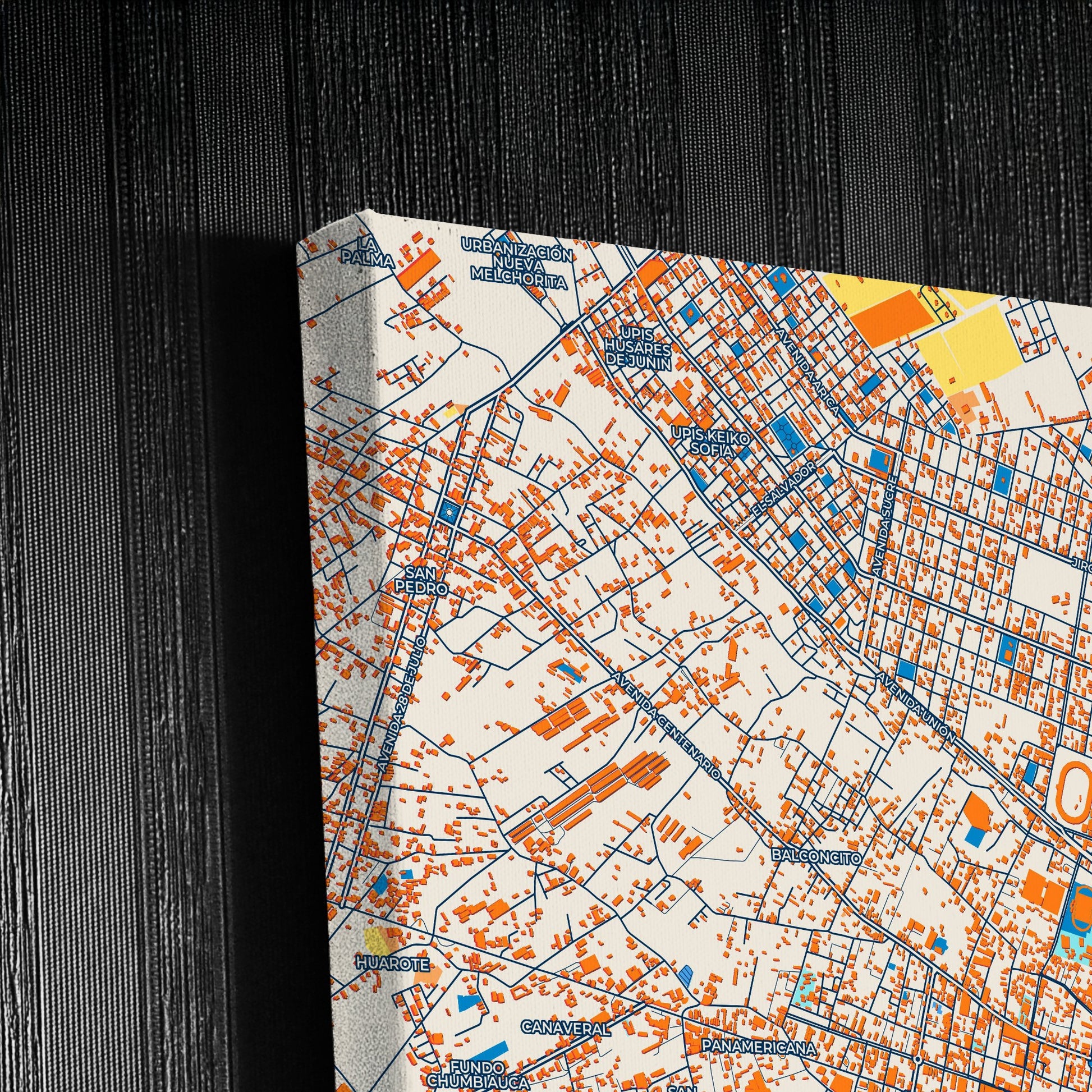 Chincha Alta Peru Colorful City Map Canvas Print Detail