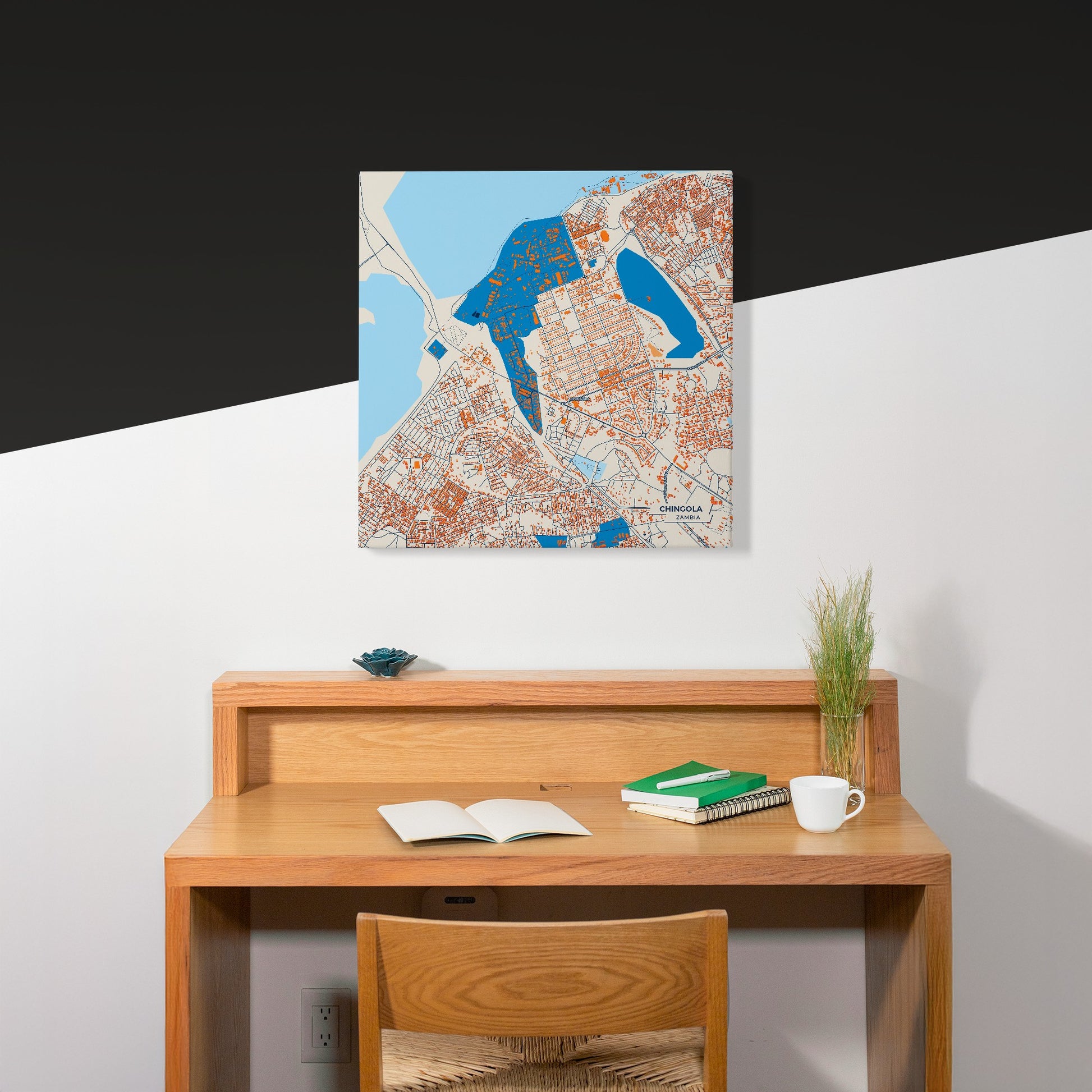 Chingola Zambia Colorful City Map Canvas Print Scene