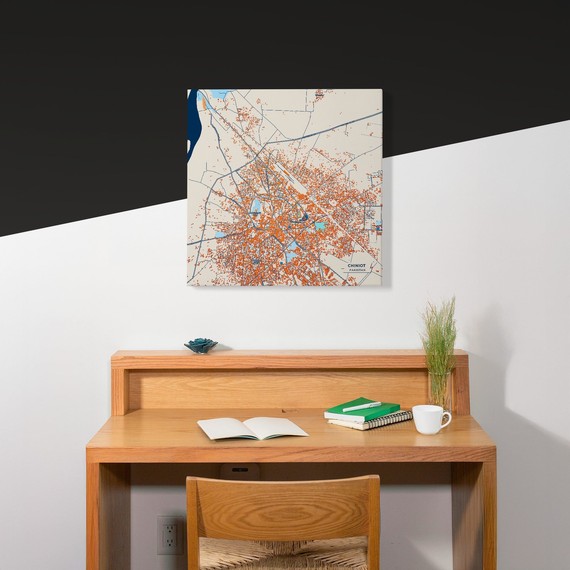 Chiniot Pakistan Colorful City Map Canvas Print Scene