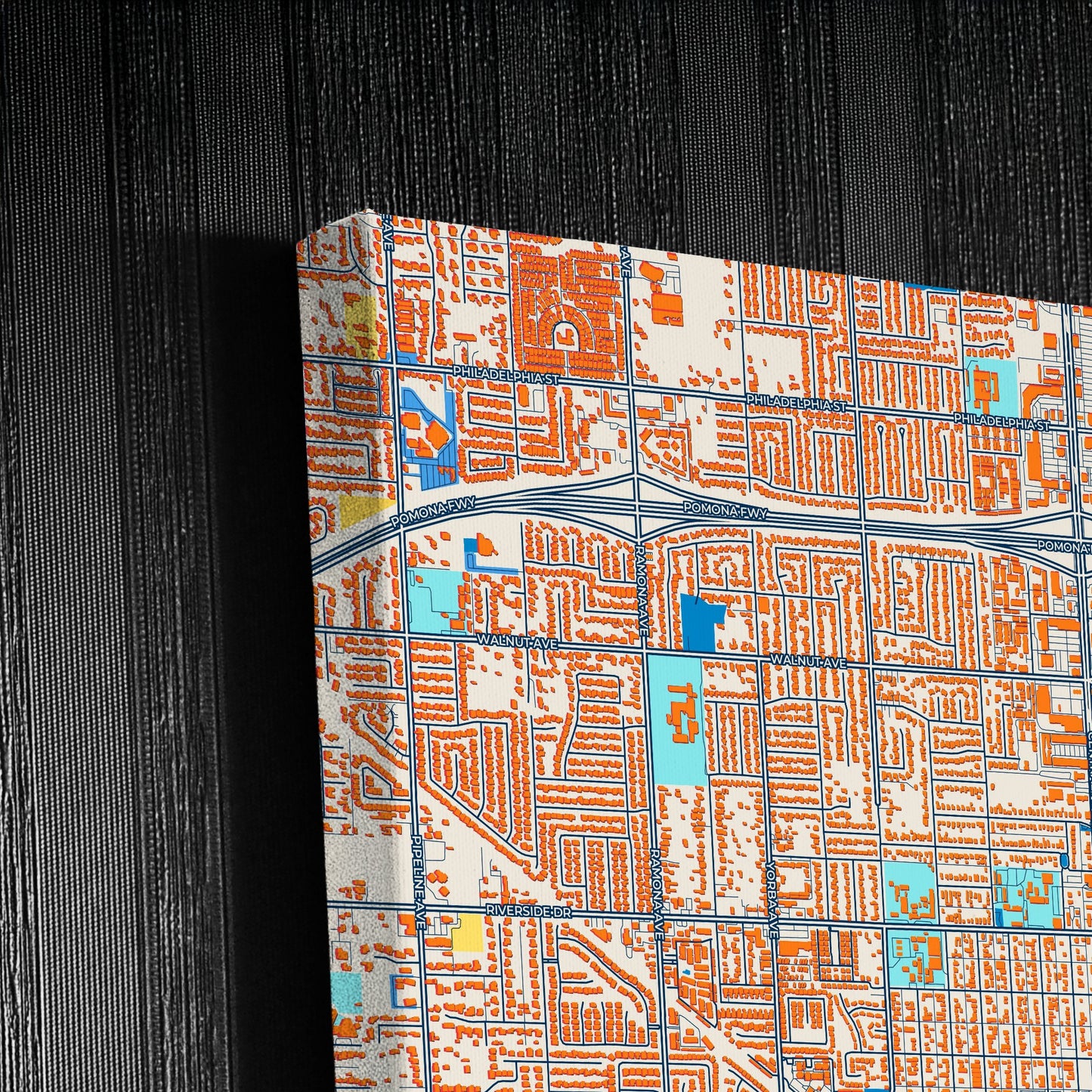 Chino California Colorful City Map Canvas Print Detail