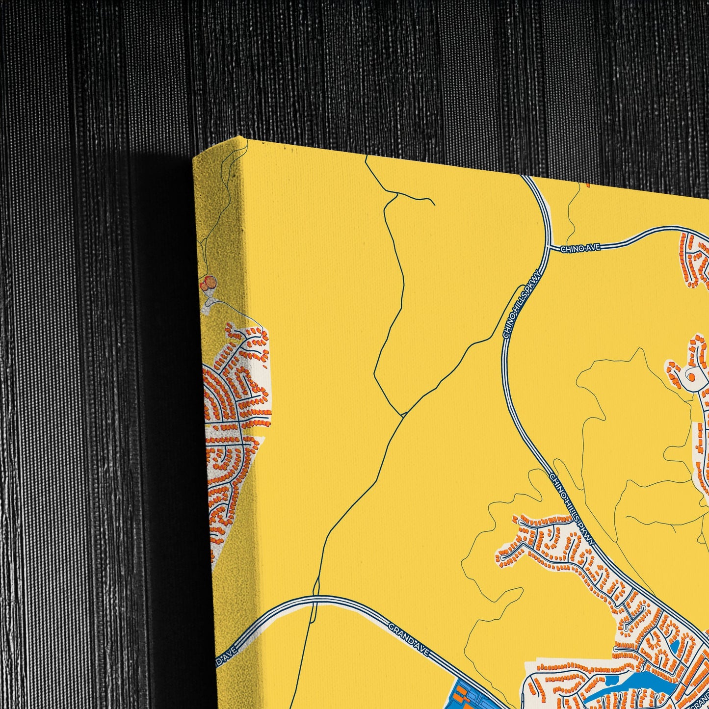 Chino Hills California Colorful City Map Canvas Print Detail